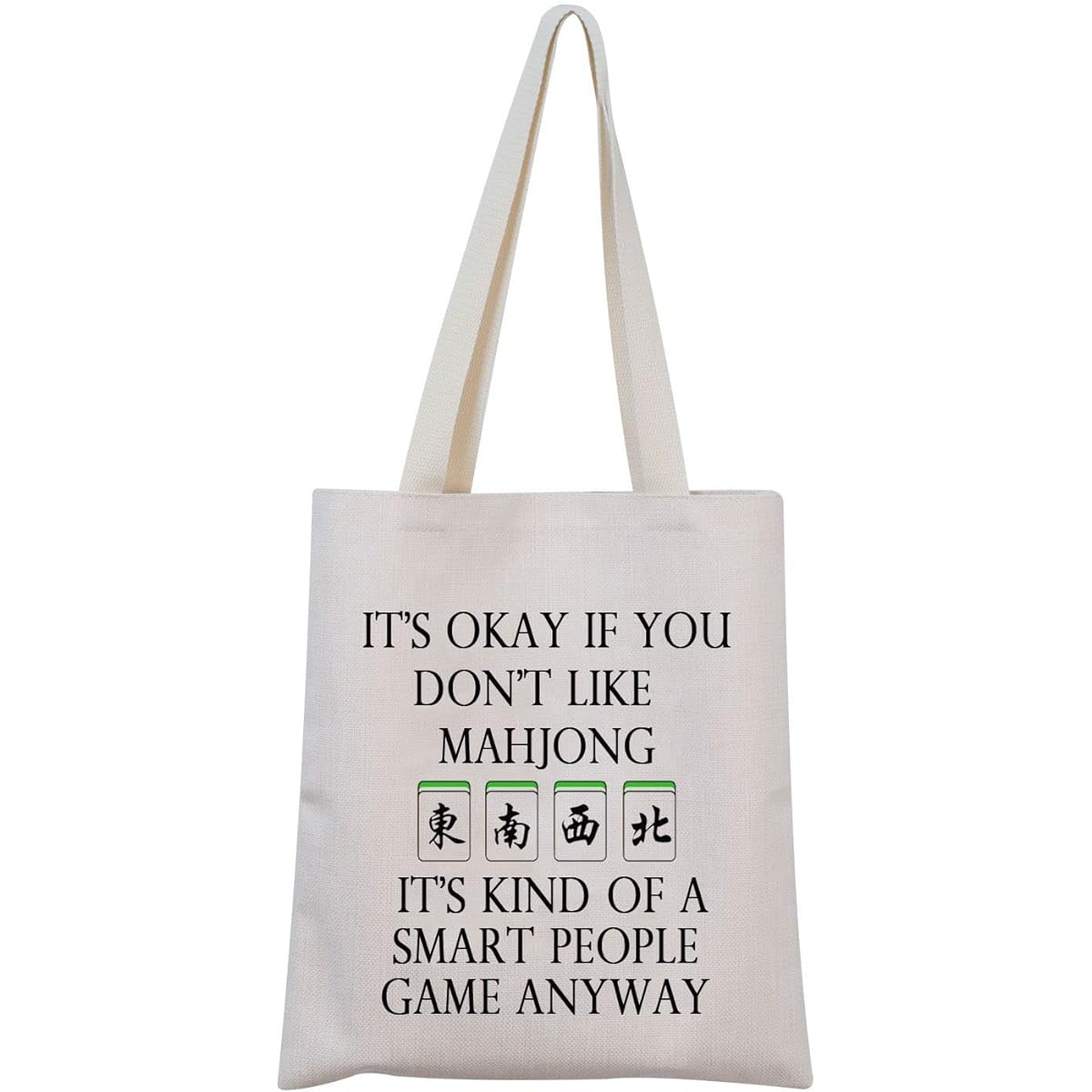 MNIGIU Mahjong Canvas Tote Bag Mahjong Enthusiast Gift Mahjong Player Bag Mahjong Theme Gift