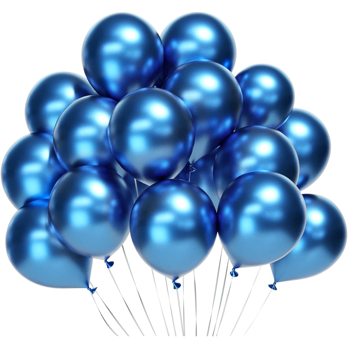 Blue Metallic Balloons 5 Inch 50pcs Chrome Balloons Blue Latex Party Balloons for Boy/Baby Shower/Christening/Birthday Party Decorations