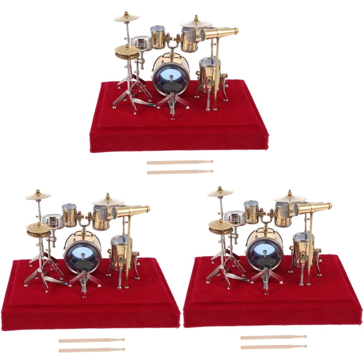 VICASKY 3 Sets Home Durable Model Chic Girl Ornaments Dollhouse Metal Display Mini Decoration Delicate Props Antique Accessories House Exquisite Red