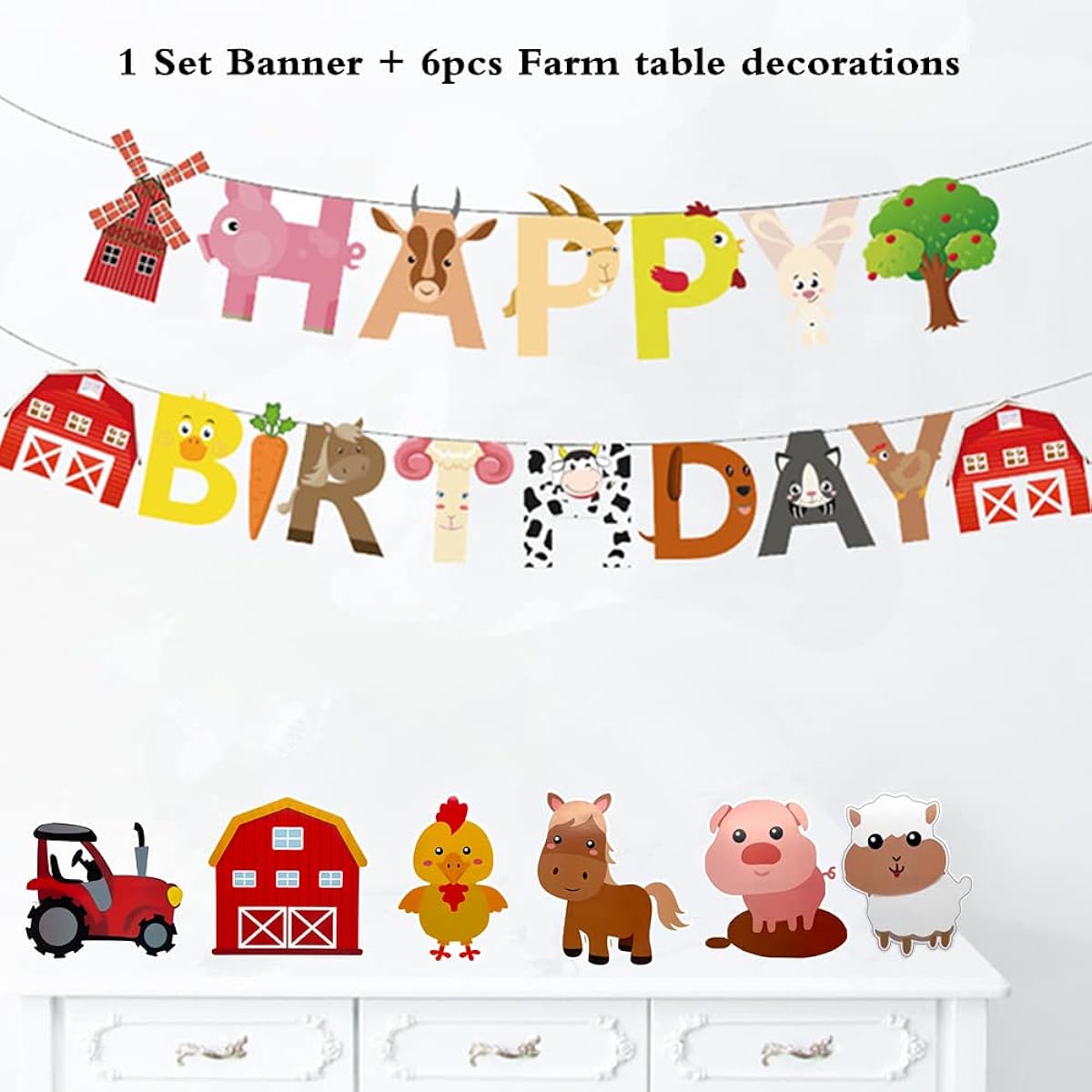 Farm Theme Party Supplies 36 Pieces Farm Animal Centerpieces Farm Banner and Foil Latex Balloons Indoor and Outdoor Table Decorations for Farm Animals 3D Table Decorations