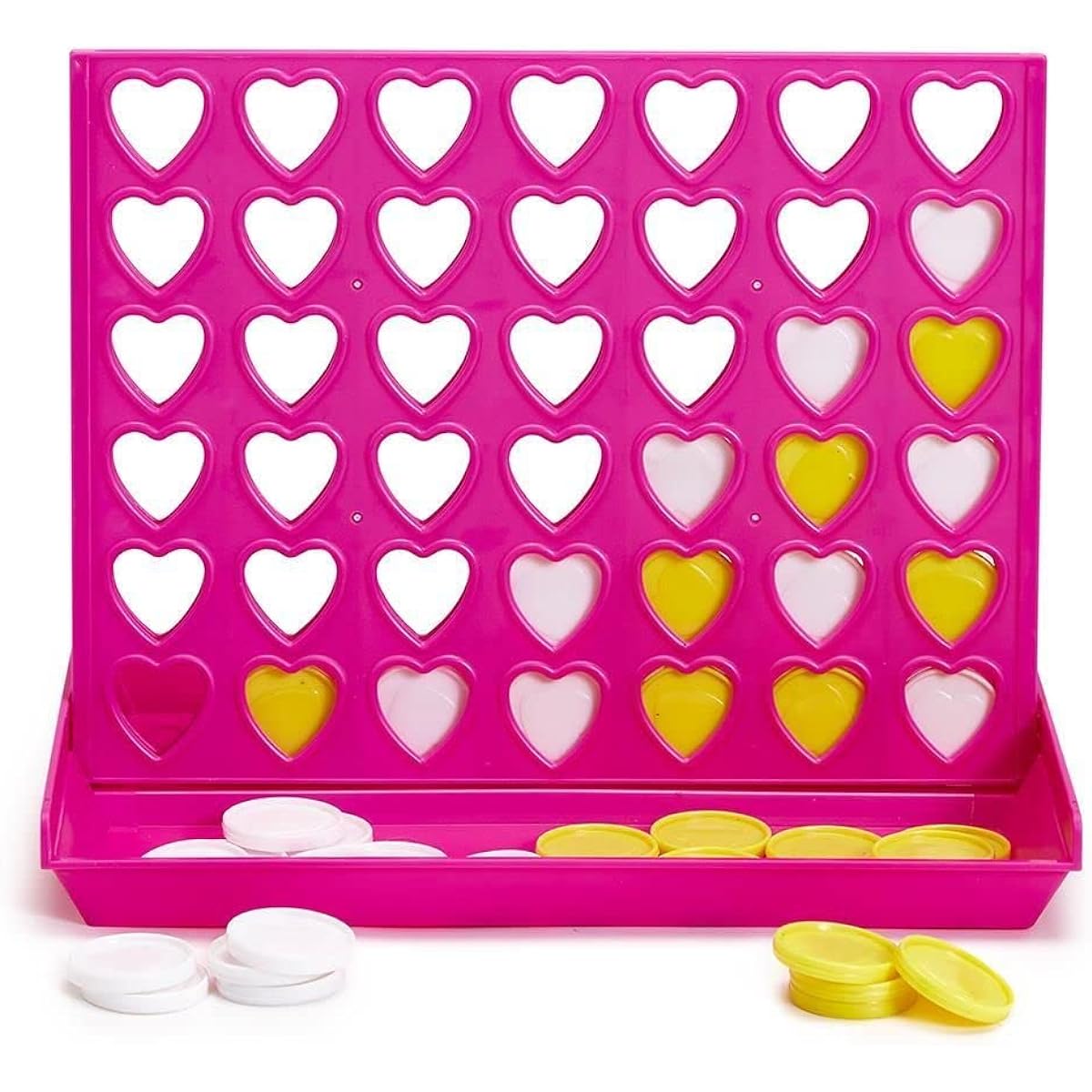 Two's Company 44067 Four in a Row Game Set in Gift Box with Folding Board and 42 Tokens, 21 White, 21 Yellow, Plastic