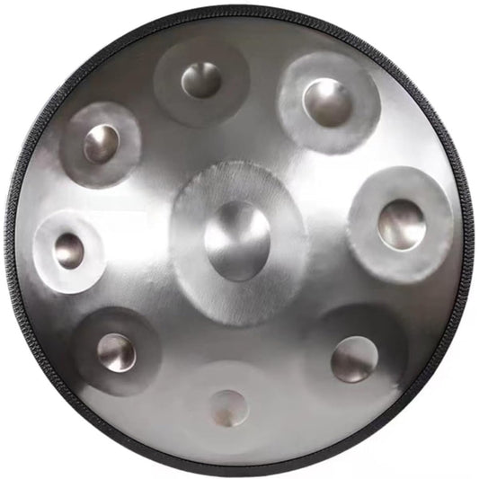 9 Notes 22 Inch/58cm Premium Handpan in D Minor Major Steel Drum Handpan Drum with Gift Set Carry Bag Mallets and Dust-Free Cloth (Color : Silver, Size : 440Hz)