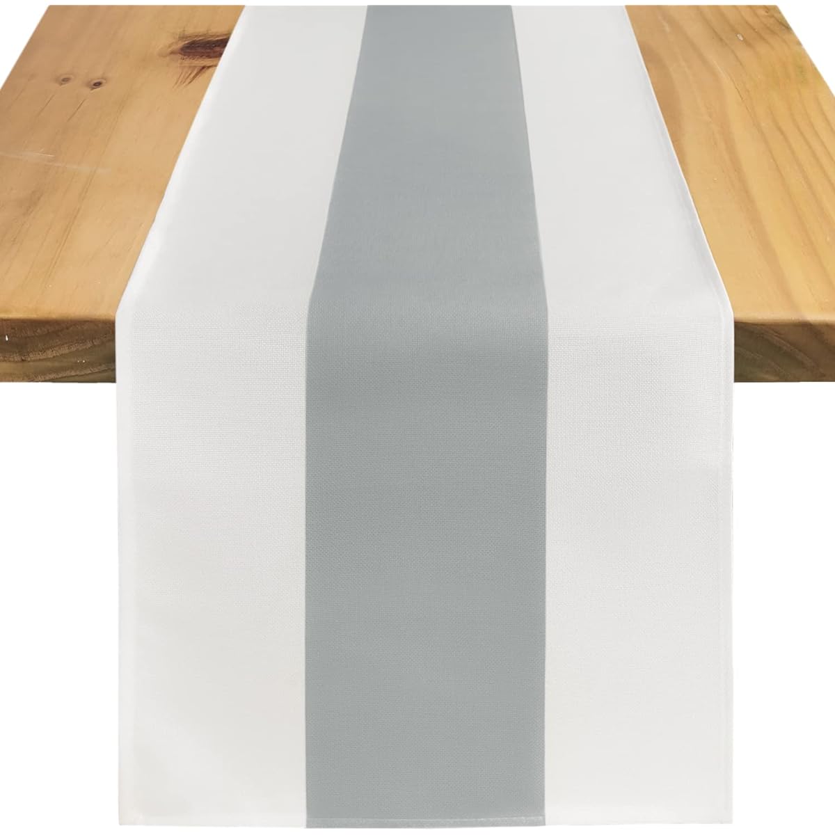 Letjolt Simple Striped Table Runner, White Table Runner, Farmhouse Decorative Table Runner, Geometric Pattern for Home Kitchen Table, Grey, 108 Inch