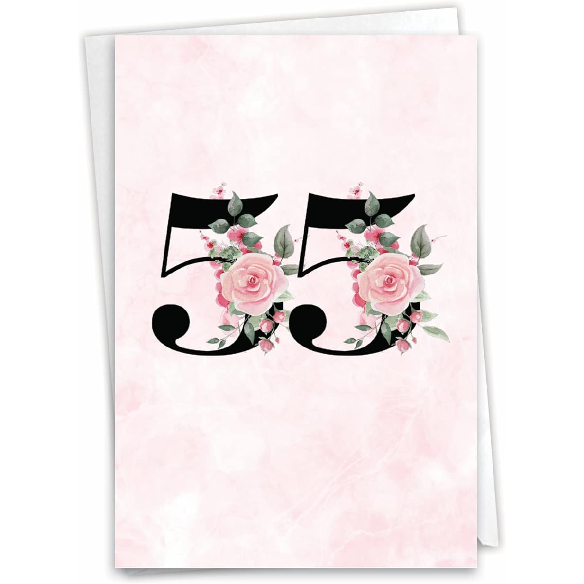 NobleWorks 55th Anniversary Milestone Birthday Paper Card 5 x 7 Inch with Envelope (1 Card) Floral 55 Years Old C8256MBG