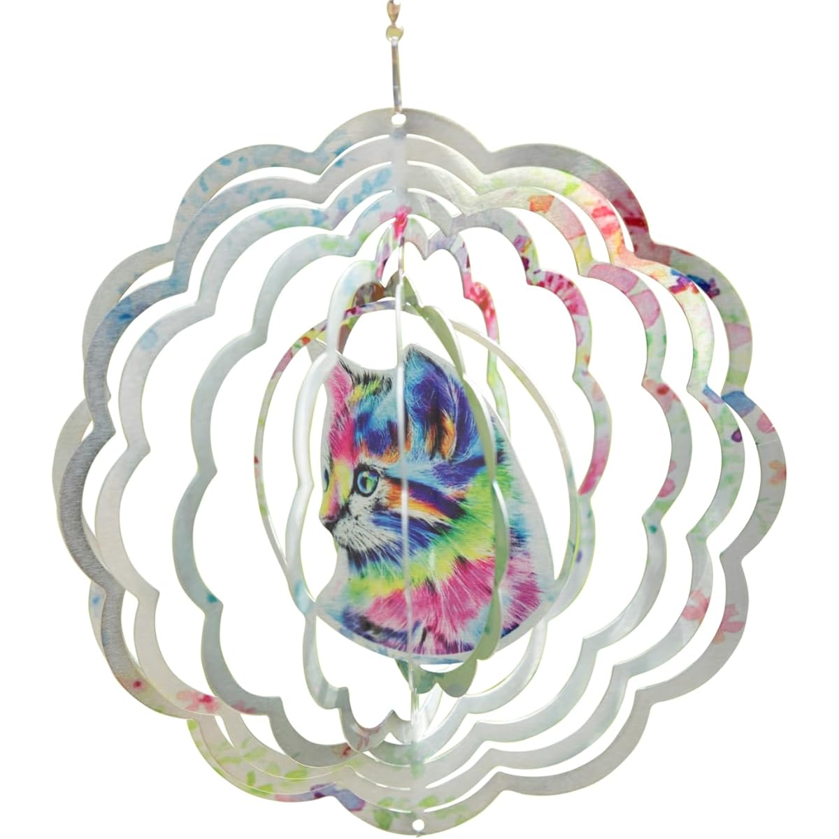 VP Home Kinetic 3D Metal Garden Wind Spinner (Colorful Cat)