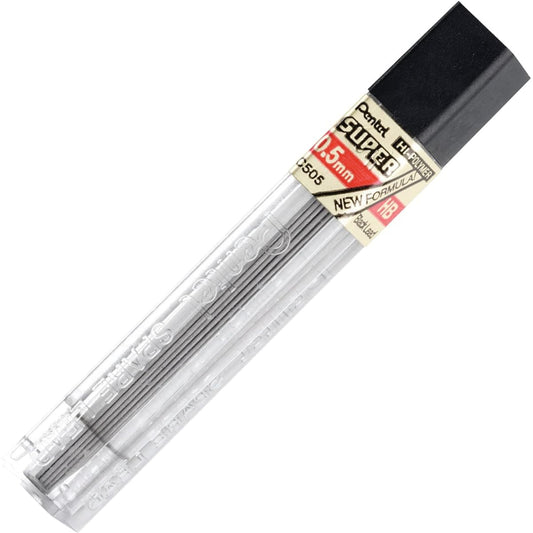 (0 5mm,Tube of 12 Pieces,HB Lead Degree) - Pentel Super Hi-Polymer Lead Refills, 0.5mm, HB, Black Tube of 12 Pieces (C505-HB)