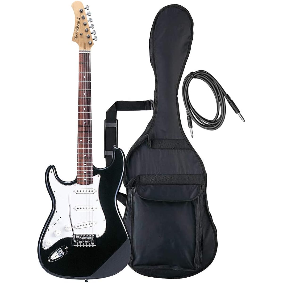 PhotoGenic ST-250LH/BK Electric Guitar, Black, Left-Handed Model [Soft Case/Shield/Adjustment Wrench Included]