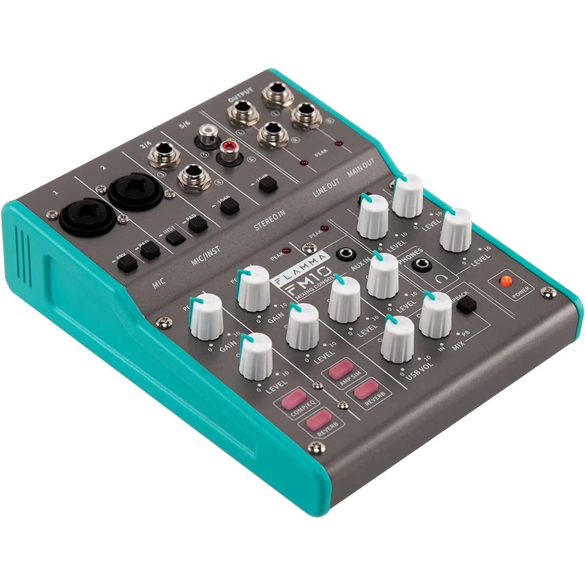 FLAMMA FM10 Portable 6 Channel Mixing Console Multipurpose Audio Mixer and Interface for Recording Live Streaming