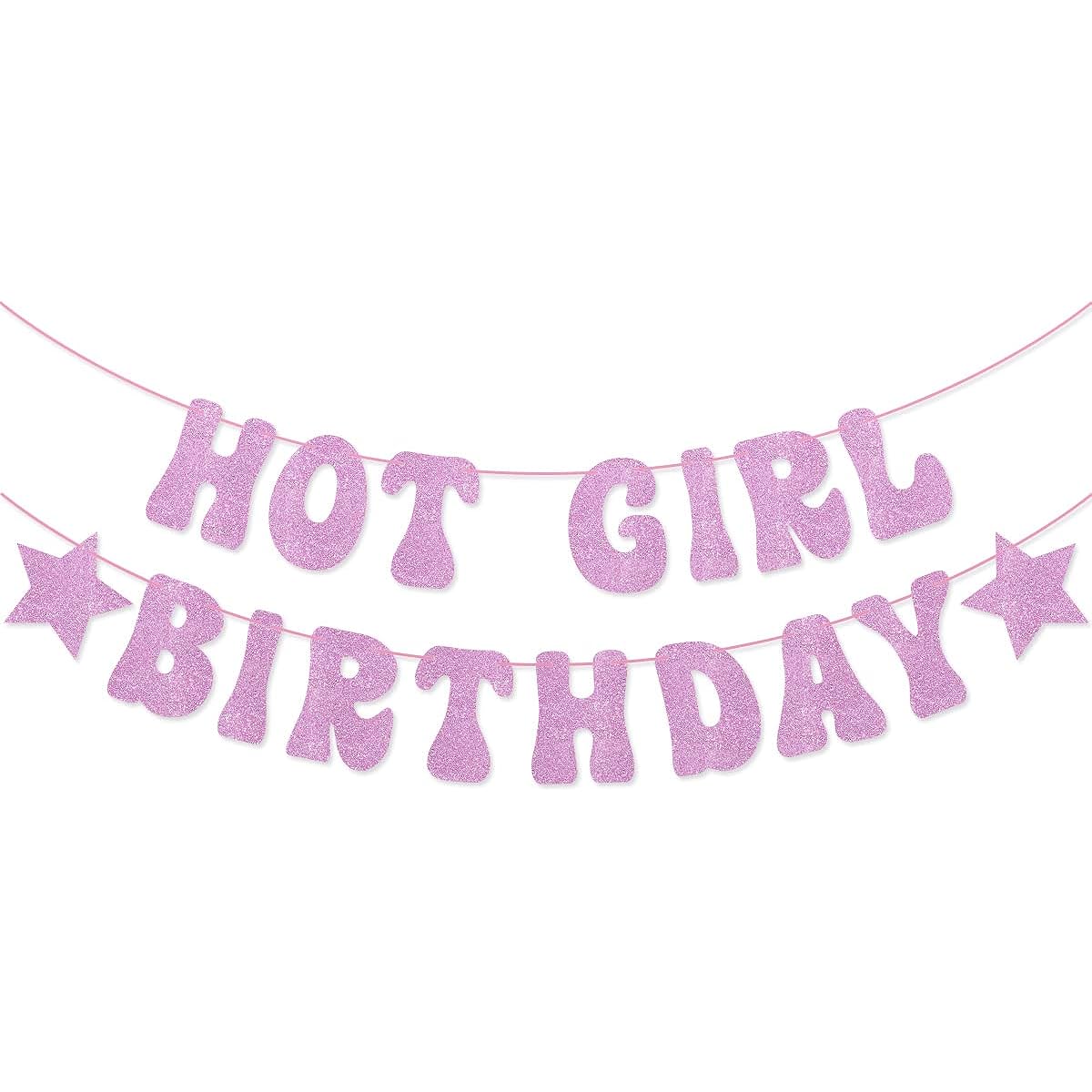 Hot Girl Birthday Banner Finally 21 Girls 21 Years Old 25 Years Old 30 Years Old Birthday Party Decorations (Pink)