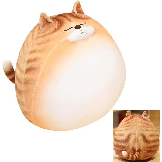 12" Orange Striped Tabby Cat Plush Toy Round Thick Striped Tabby Cat Stuffed Animal Pillow Plush Toy Cat Doll Gift for Kids Lover Birthday Christmas Valentine's Day...