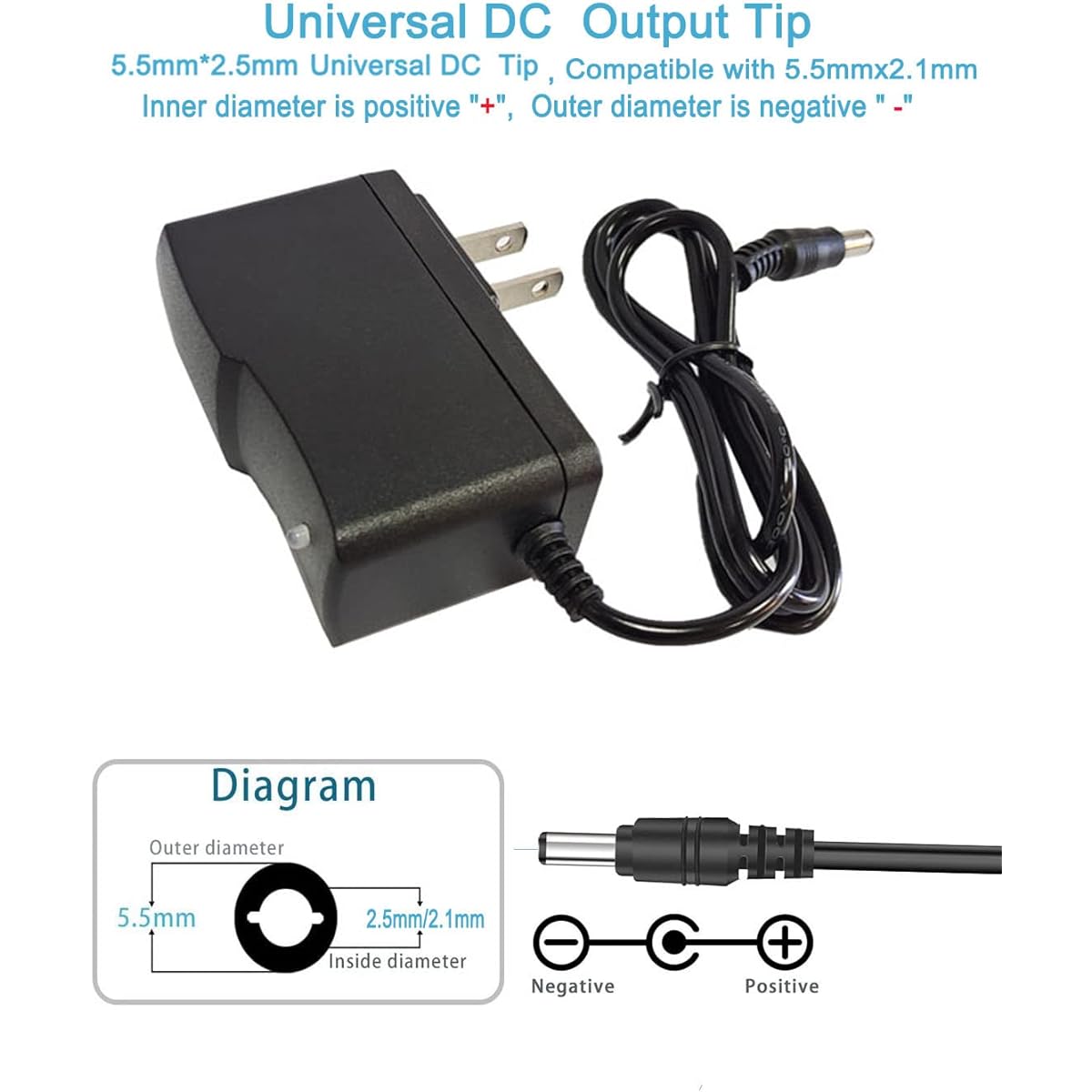 MTYTOT 3 Volt 1A Power Supply 3W Power Adapter 100-240V AC to DC 3 Volt 1amp 0.8A 0.5A 450mA Converter Transformer Plug Tip: 5.5mm x 2.5mm