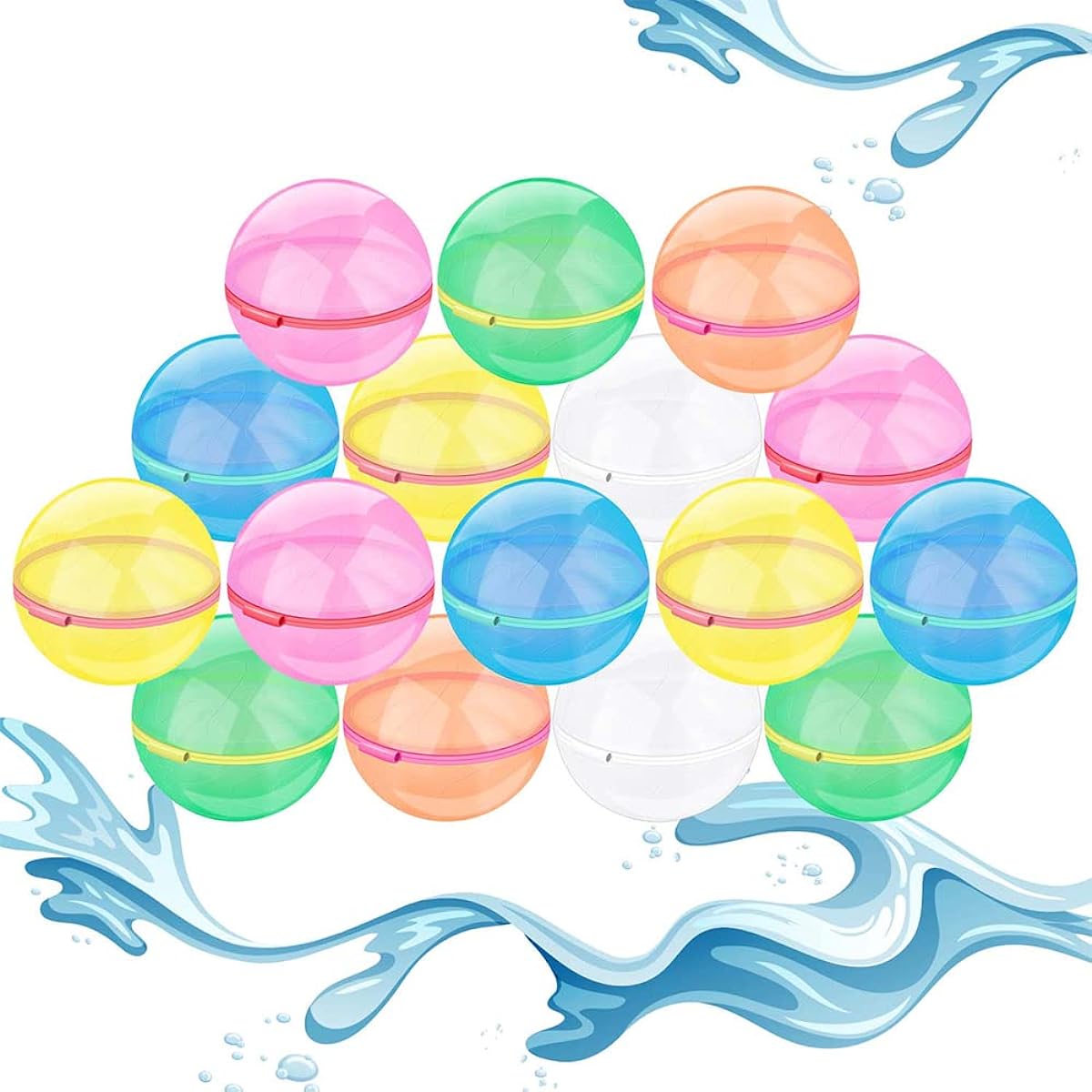 Reusable Water Balloons Quick Fill Self Sealing Refillable Water Balloons for Kids Aldart Water Bomb Splash Balls for Pool Outdoor Water Toys Balloons Water Fight Games for Summer Fun Party 16 Pack