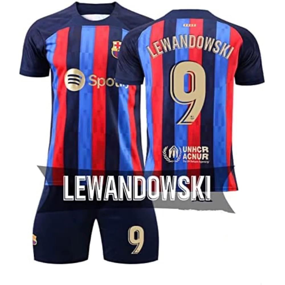 [World Soccer] Adult Lewandowski Uniform Top and Bottom Set Barcelona Robert Lewandowski Home No. 9 Replica Poland National Team GV Original Set Product