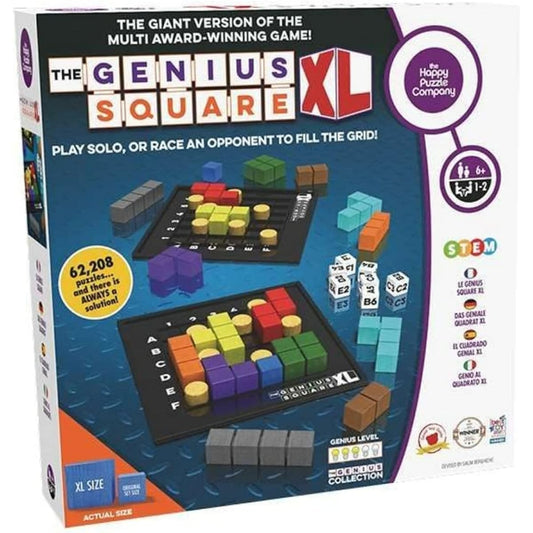 The Happy Puzzle Company The Genius Square XL Game - Over 62,000 Puzzle Challenges for a Family Board Game Night - Logic STEM Educational Learning Resources - Adults & Kids Smart Games Ages 6+