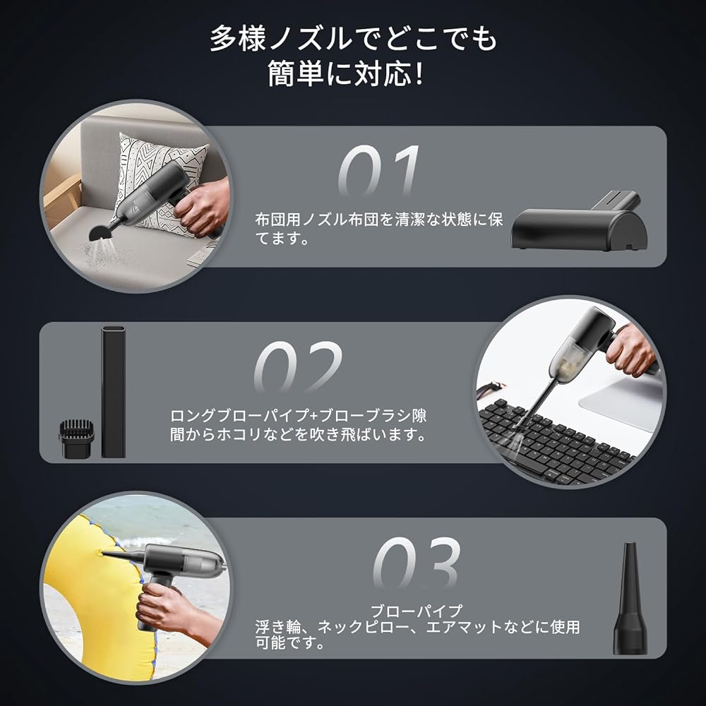 Handy Cleaner, Car Vacuum Cleaner, Cordless USB Rechargeable, 180° Foldable, 1 Multifunctional Handy Cleaner + Air Pump, For Both Wet and Dry Use, 13800 Pa, Powerful Suction Power, Desktop Cleaner, 30