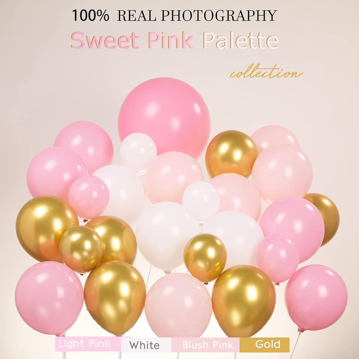 Pink and White Gold Balloon Garland Arch Kit 150 Pieces Large Chrome Starburst Balloons for Girl Baby Shower 1st Birthday Party Decorations