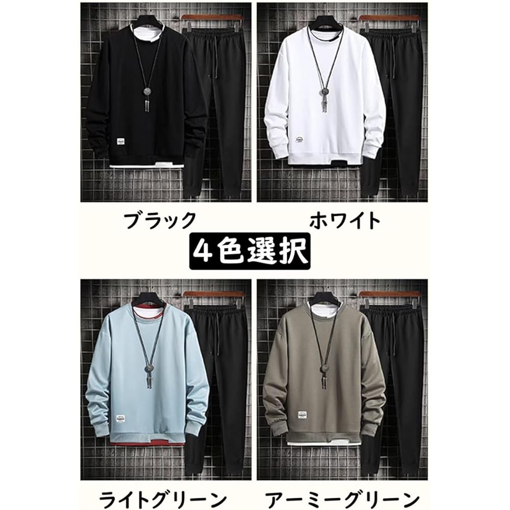 [Yucahype] Jersey Top and Bottom Set Men's Parka Long Pants Long Pants Sweatshirt Sweatshirt Training Wear Sportswear Breathable Room Wear Solid Color Casual Outerwear Autumn Clothes Spring Clothes Winter