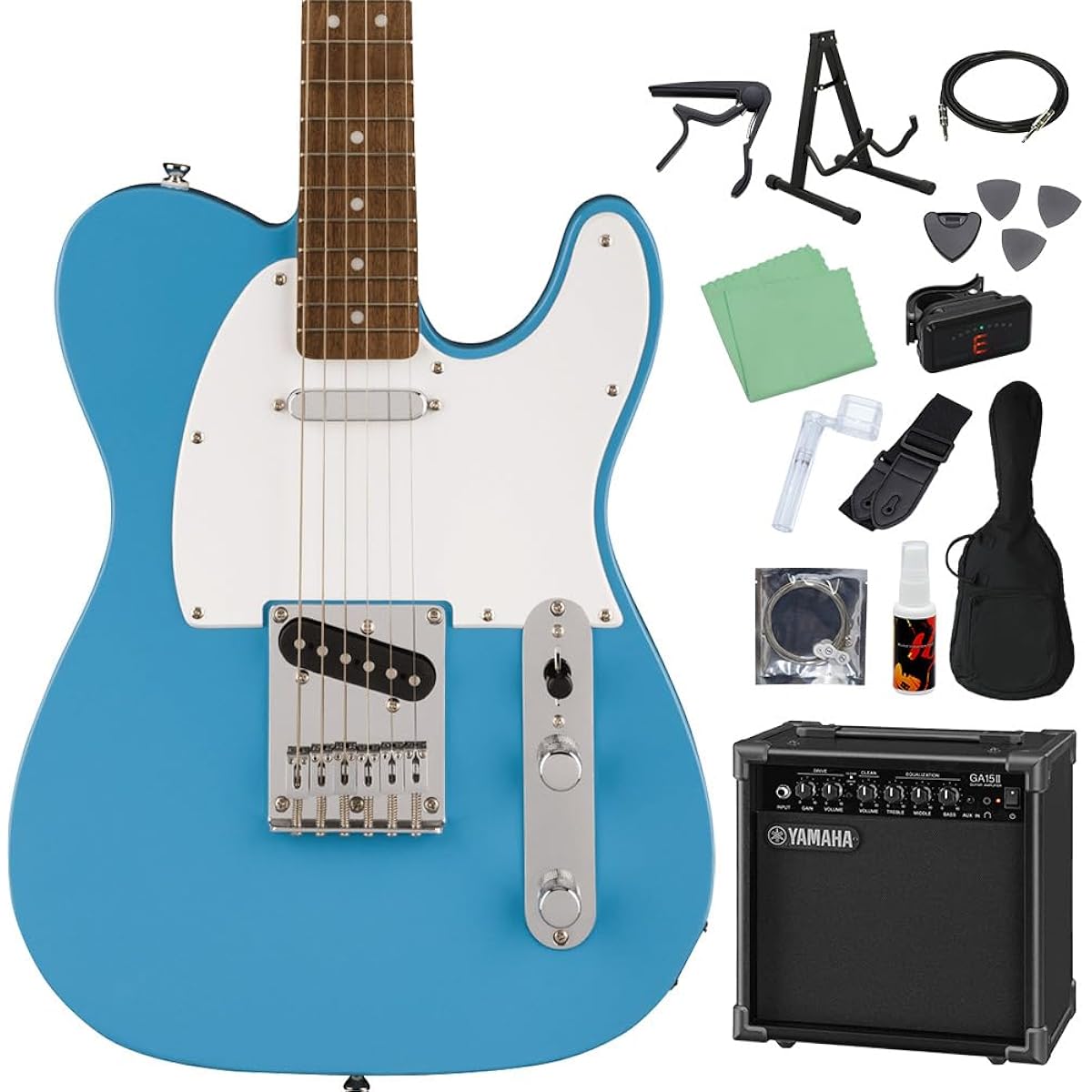Squier by Fender SONIC TELECASTER California Blue Electric Guitar Beginner 14-piece Set [Includes GA15II] Telecaster Squier/Squier
