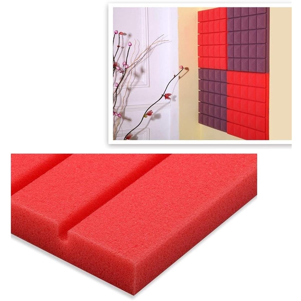 Anti-Noise Kindergarten Classroom Wall Stickers Environmental Protection Noise Reduction Acoustic Panels Industry Wall Soundproofing Foam Household Products (Purple) (Yellow)