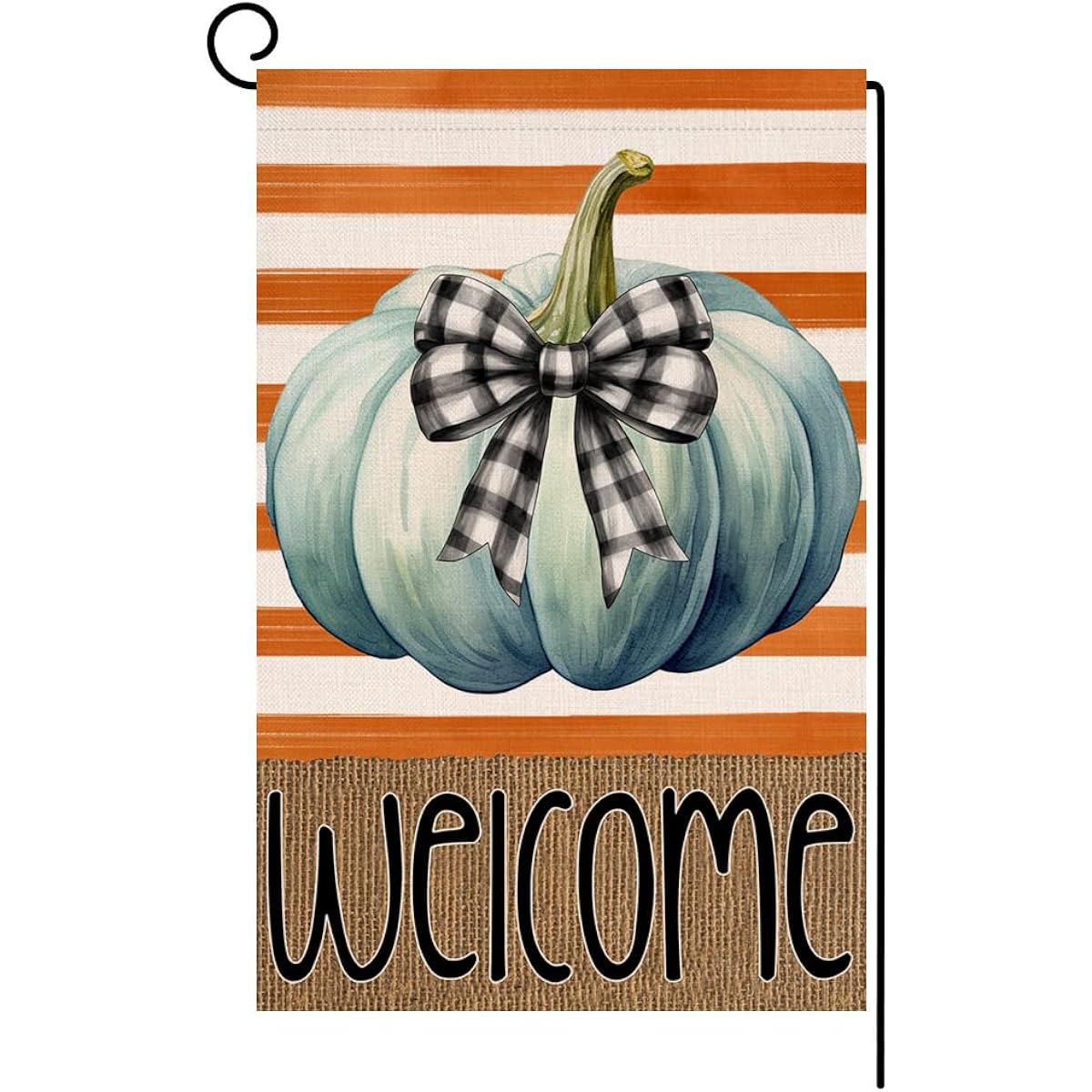 BLKWHT Welcome Fall Garden Flag 12x18 Vertical Double Sided Orange Striped Pumpkin Autumn Thanksgiving Holiday Outdoor Decor Burlap Yard Flag BW493