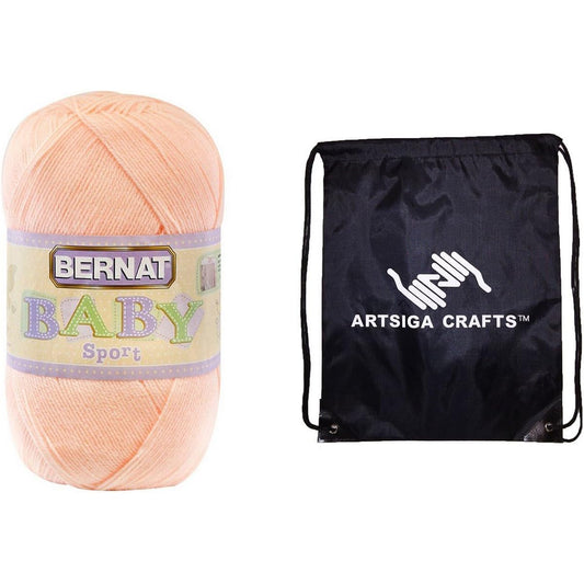 Bernat Knitting Yarn Baby Sports Big Ball Solid Peach Blossom Factory Pack 163121-21510 Includes 1 Artsiga Crafts Project Bag