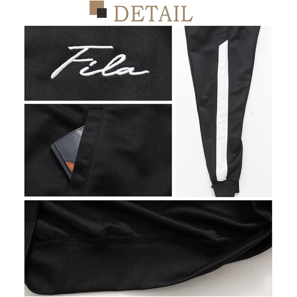 [Fila] Jersey Top and Bottom Set, Running Wear, Track Jacket, Jogger Pants, Color Switching, Big Silhouette, Long Sleeve, Fitness Training Wear, Large Size