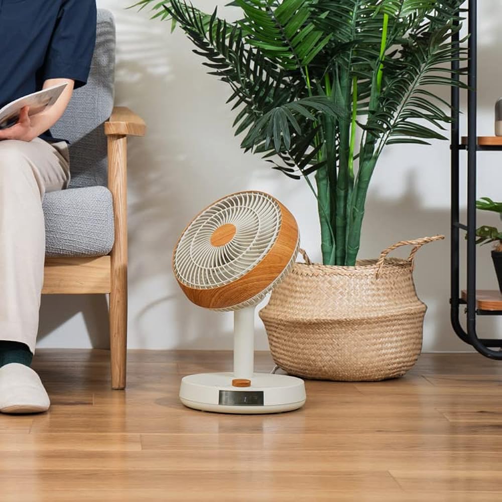 PRISMATE DC 3D Circulator with Remote Control PR-F076 Tabletop Fan, Quiet, 3D Automatic Oscillation, Powerful Air Blower, Interior (LB (Light Beige))