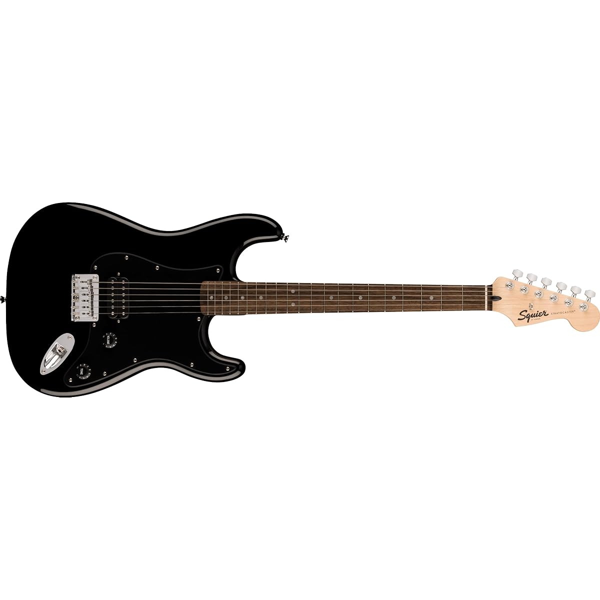 Fender Squier by Fender Squier Electric Guitar Squier Sonic™ Stratocaster® HT H, Laurel Fingerboard, Black Pickguard, Black with Soft Case