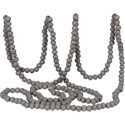 Vintage Style Grey Farmhouse Wood Bead Garland Holiday Decorations 9 ft