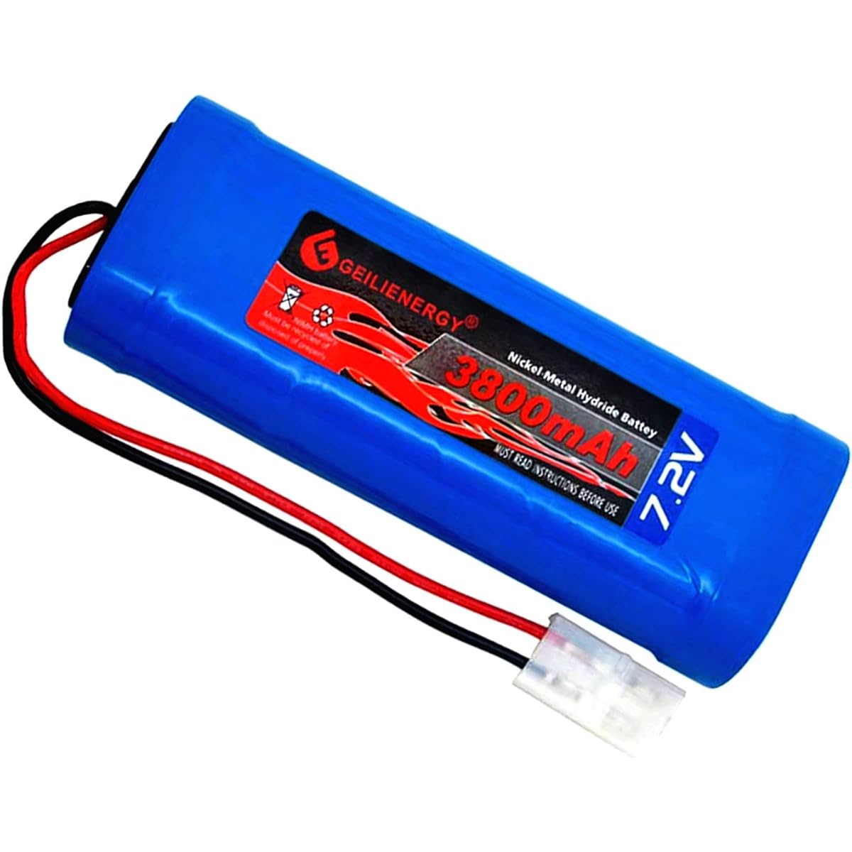 OXWINOU 7.2V 3800mAh Battery Pack Large Capacity 6 Cell Ni-MH Battery Flat Battery Pack Replacement Hobby Battery for RC Car RC Truck RC Tank RC Boat with Standard Tamiya Connector (1 Pack)