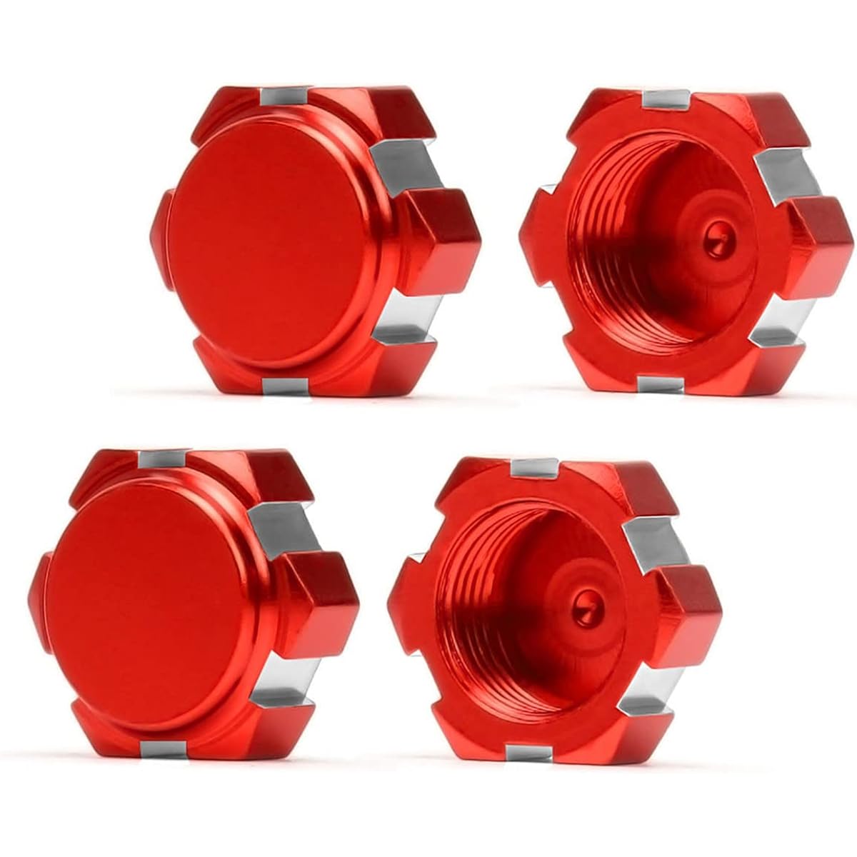 Aluminum 17mm Wheel Nut Thread 1.0mm Upgrade Parts for RC Car Arrma 1/7 1/8 6S Outcast Raider Talion Typhon Limitless Mojave #AR310449 AR330360 4pcs/Set(Red)