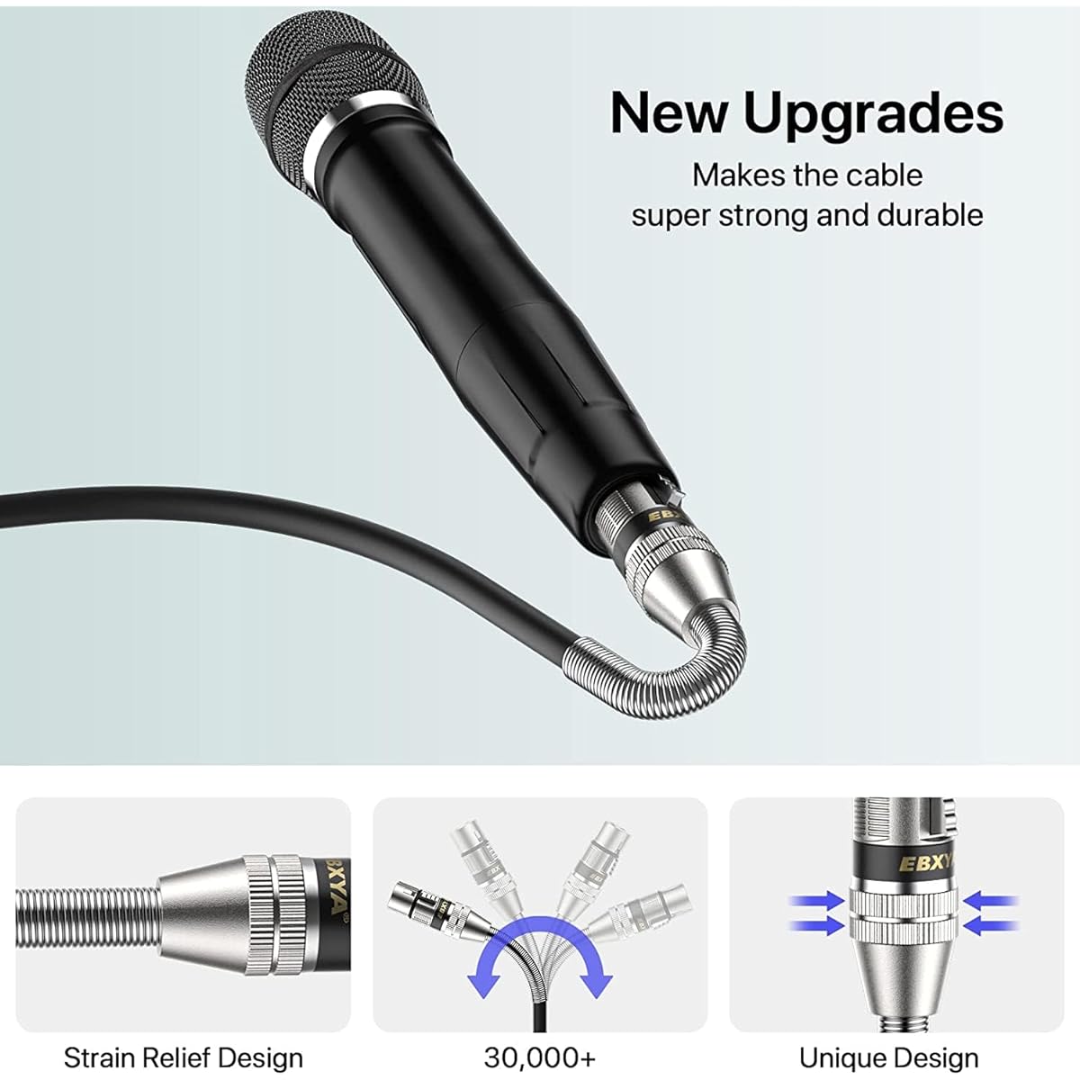 EBXYA XLR Cable 15ft 4 Pack XLR Male to Female Balanced 3 Pin Metal Spring Microphone Cable Compatible with Mixers/Speakers/Amplifiers/Microphones