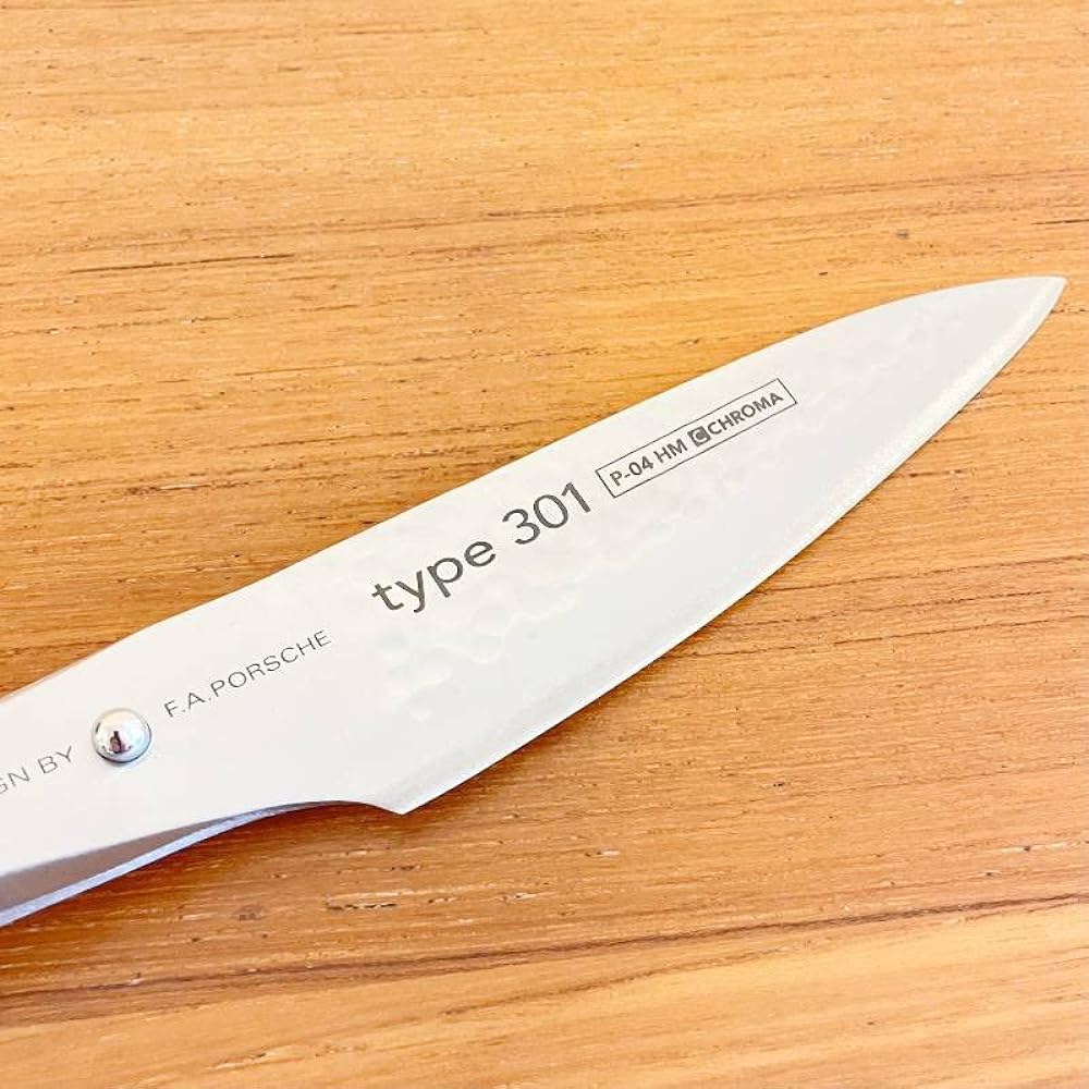Porsche Design Hammer Knife Blade Length 142mm Hammered Pattern Type 301 Small Chef Knife Stylish Chroma P-04 HM Chroma Cook 142 mm hammered Designed By F.A. Porsche