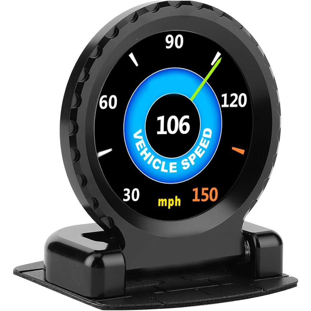 Car LCD Racing Gauge, Smart Meter i Round LCD OBD2 Turbo Boost Water Temperature RPM Oil Temperature Oil Pressure Gauge (Black)