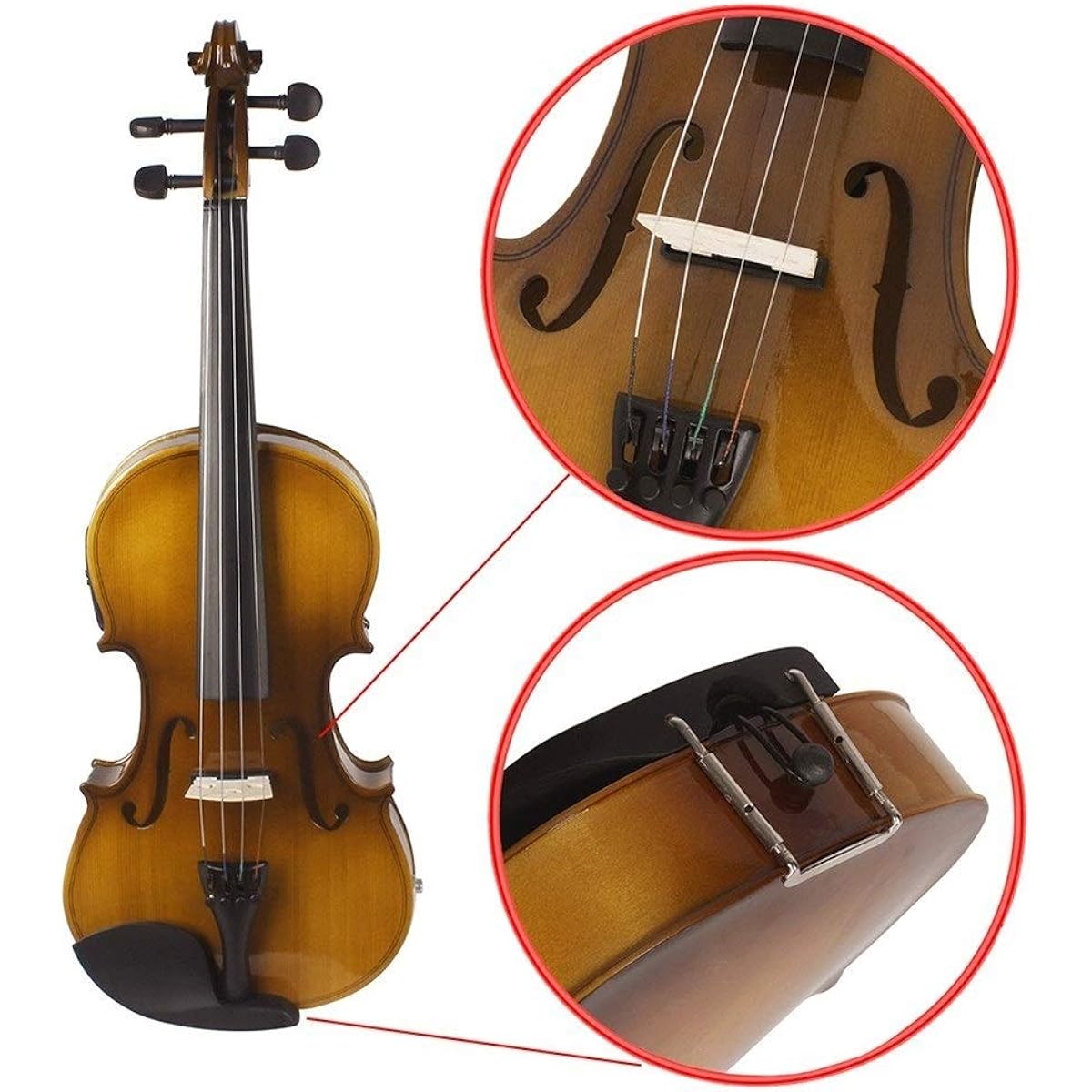 Violin 4/4 Full Size Acoustic EQ Electric Violin Fiddle Kit Sunset