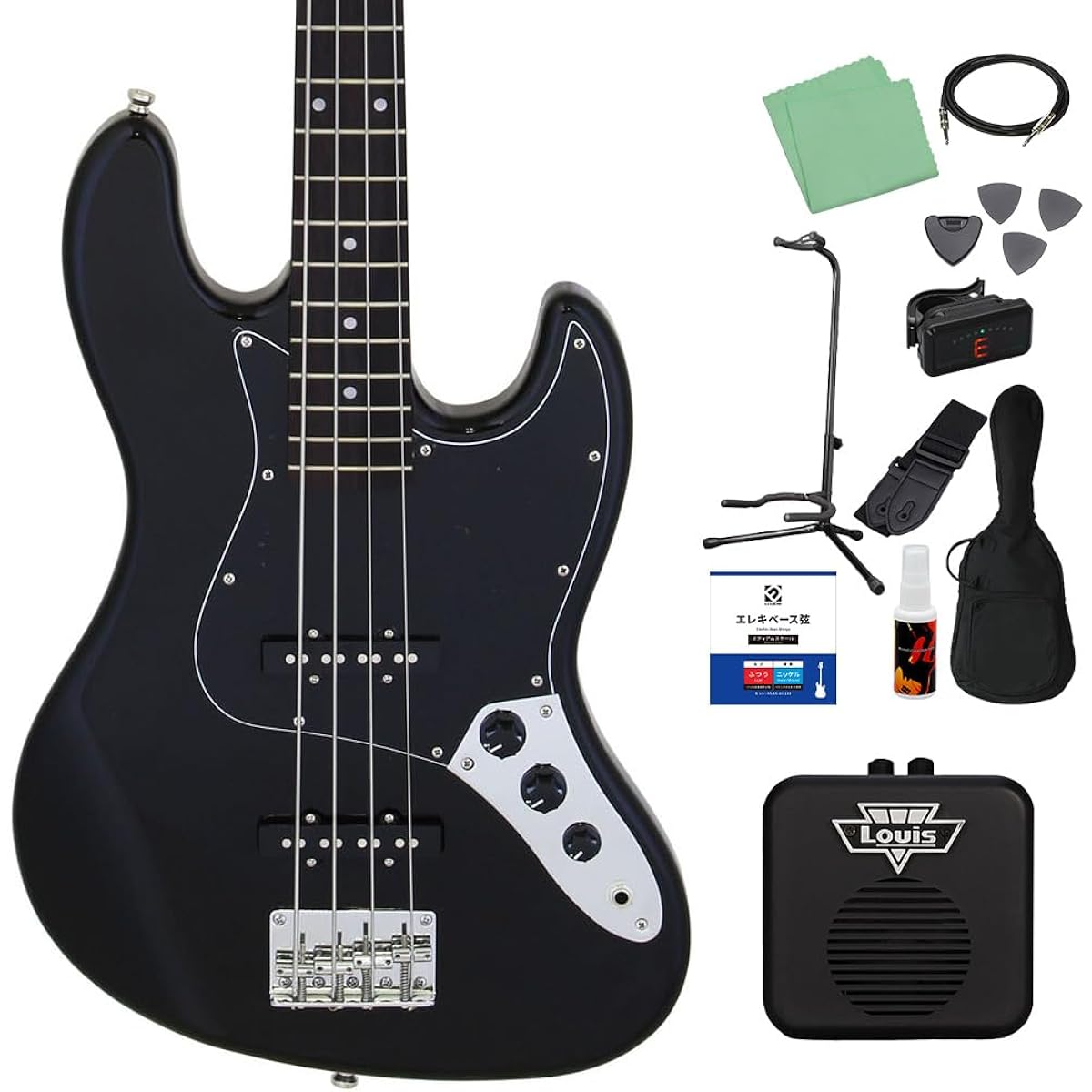LEGEND LJB-Z B/BK Bass Beginner 12 Piece Set [Mini Amplifier Included] Jazz Bass Type Legend