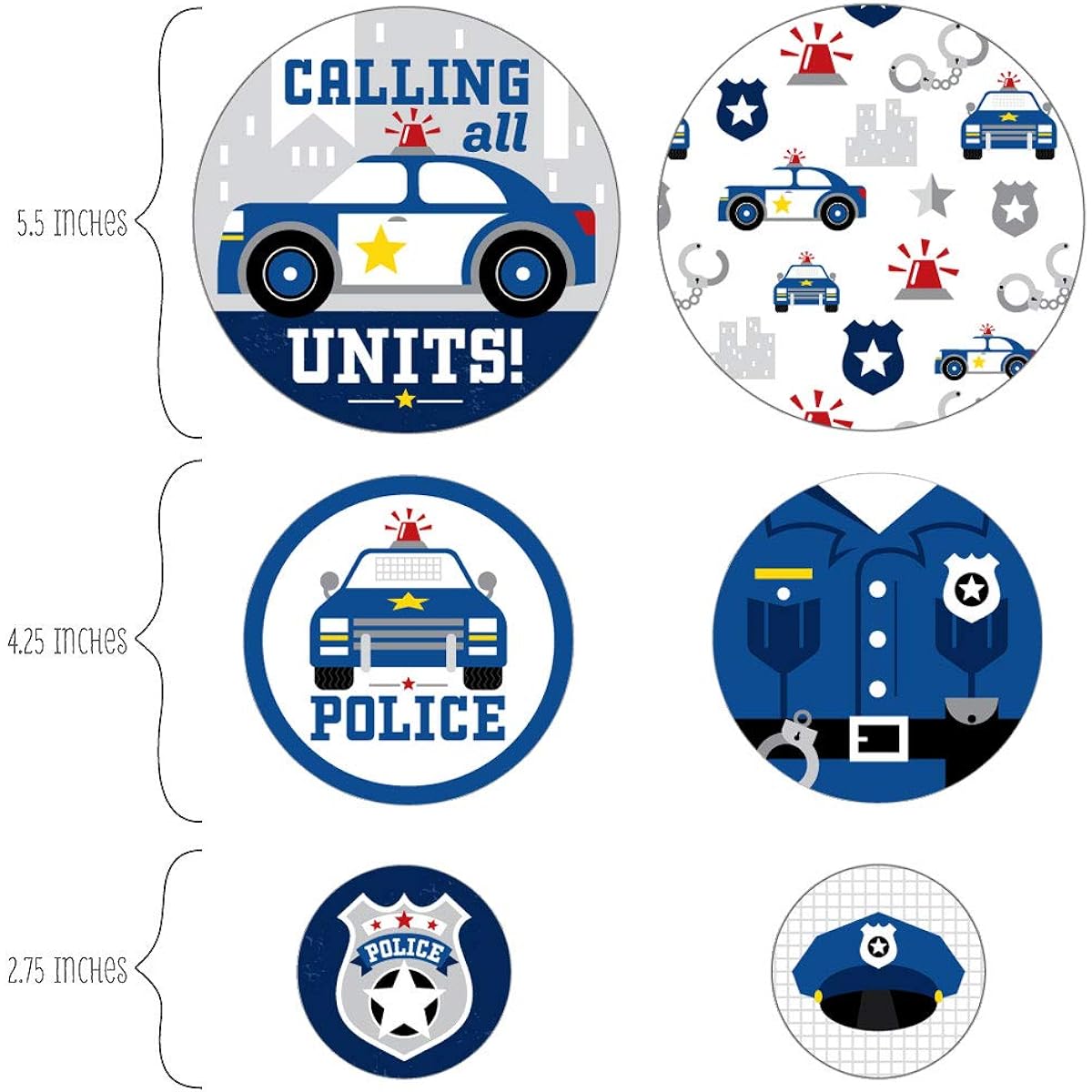 Big Dot of Happiness Calling All Units - Police - Cop Birthday Party Baby Shower Big Round Confetti - Party Decorations - 27 Large Confetti