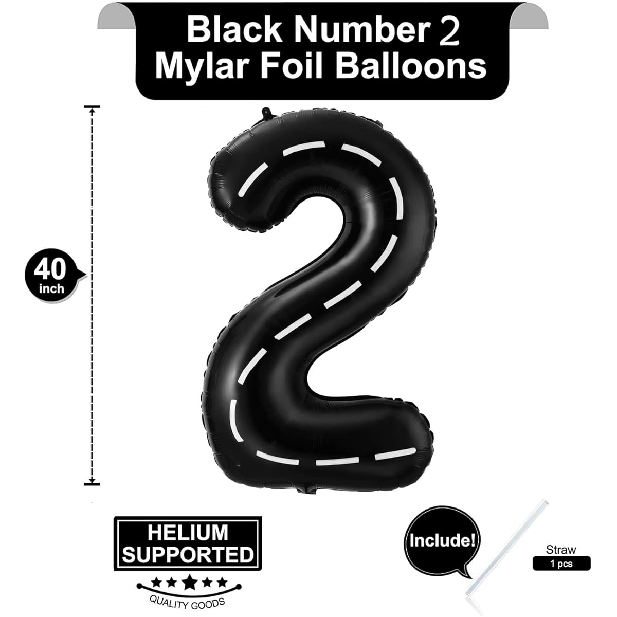 Race Car Number 2 Balloons 40 Inch Racing Car Birthday Balloons 2 Pieces High Speed Balloons 2 Race Tracks for Car Theme Birthday Party (Race Car Number 2)