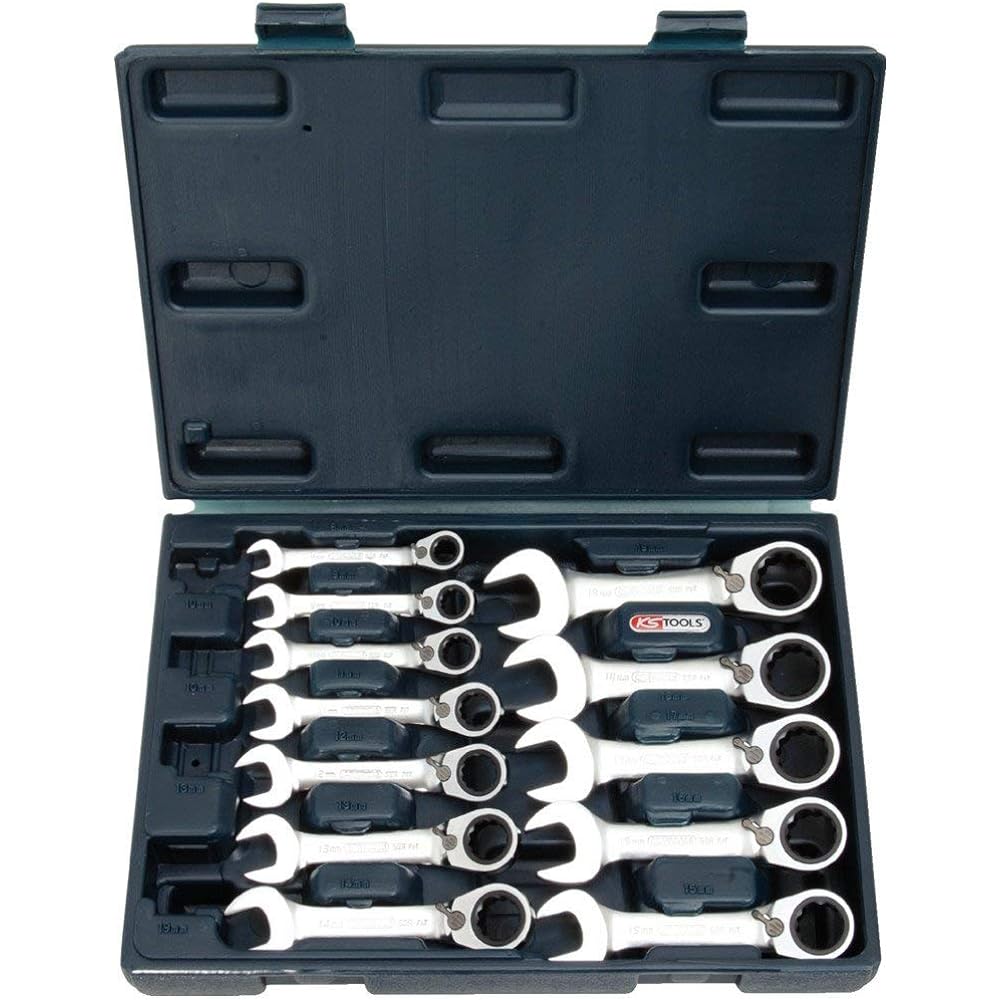 KS TOOLS GEARplus combination ratcheting spanner set stubby 12 pcs 503.4652