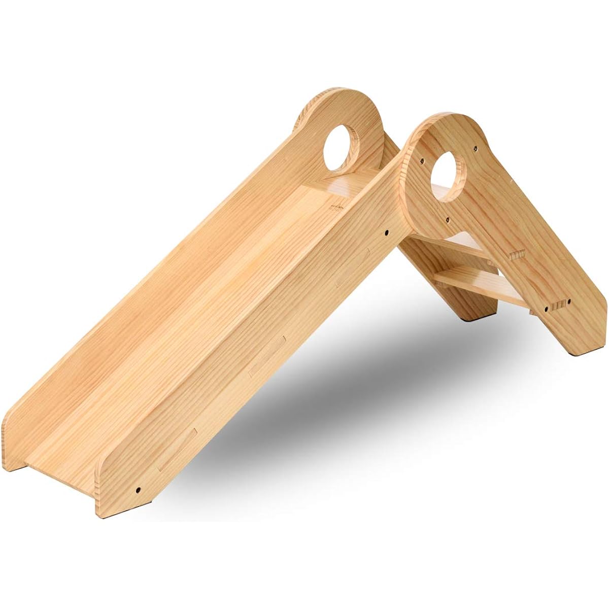 RiZKiZ Wooden Slide, Load Capacity 50kg, Passes Domestic ST Standard Test, Natural Wood, Pine Wood, Assembly Type, Wooden Play Equipment, Indoor Play, Safe Slide, Target Ages 2-6 Years Old, Slide