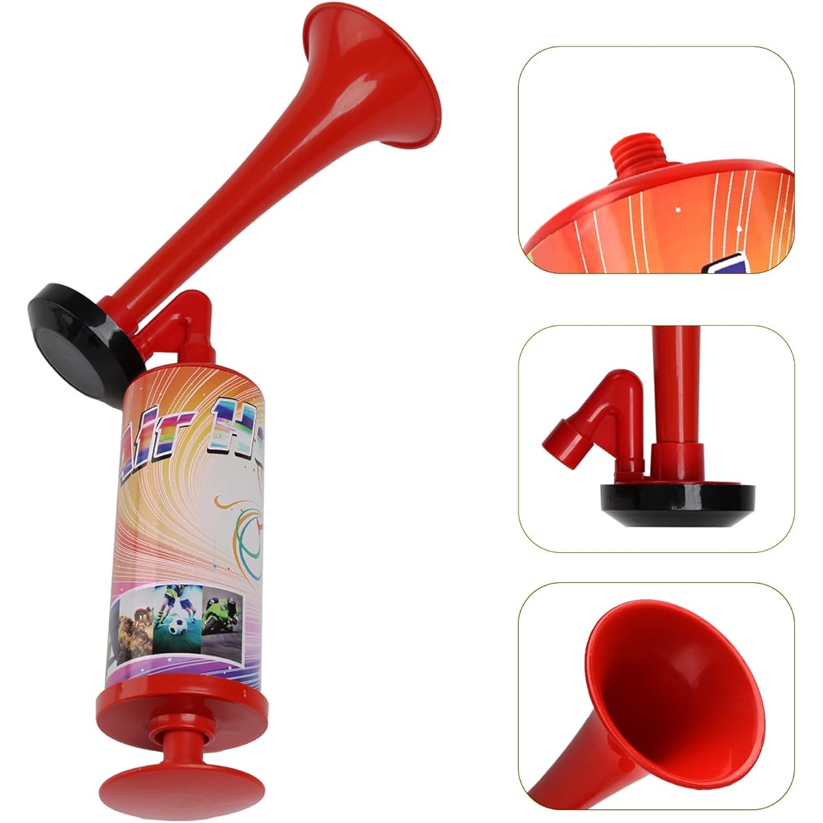 AOLIHAN Fog Hoa Air Horn Boat Beer Horn Dog Horn Party Air Horn Sports Marine Signal Safety Horn Handheld Pump Air Horn (ABS Large Handheld Horn 4 Pieces)