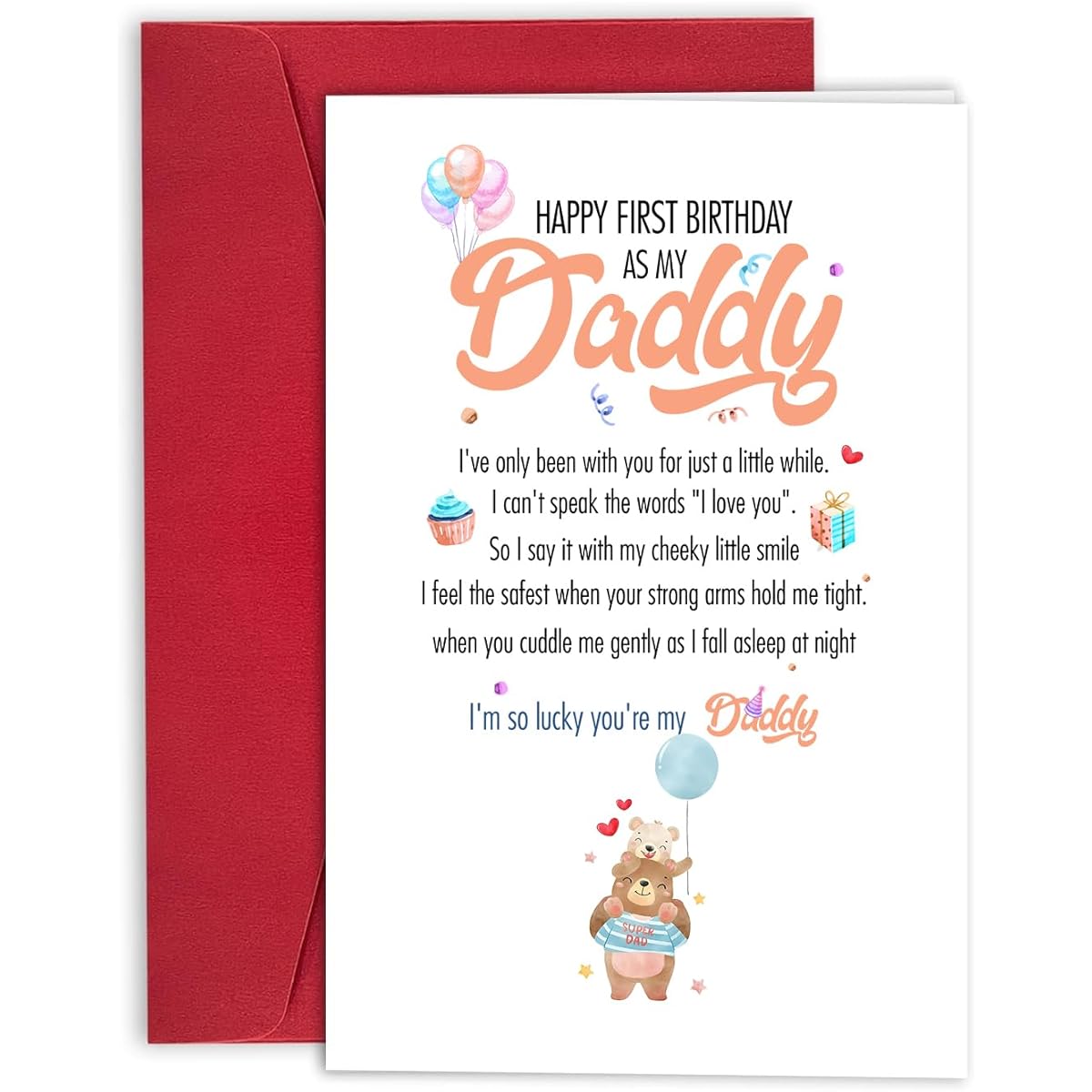 TRAMIN Happy First Birthday As My Daddy Card Bear Themed 1st Daddy Birthday Card Sentimental New Dad Birthday Card From Baby