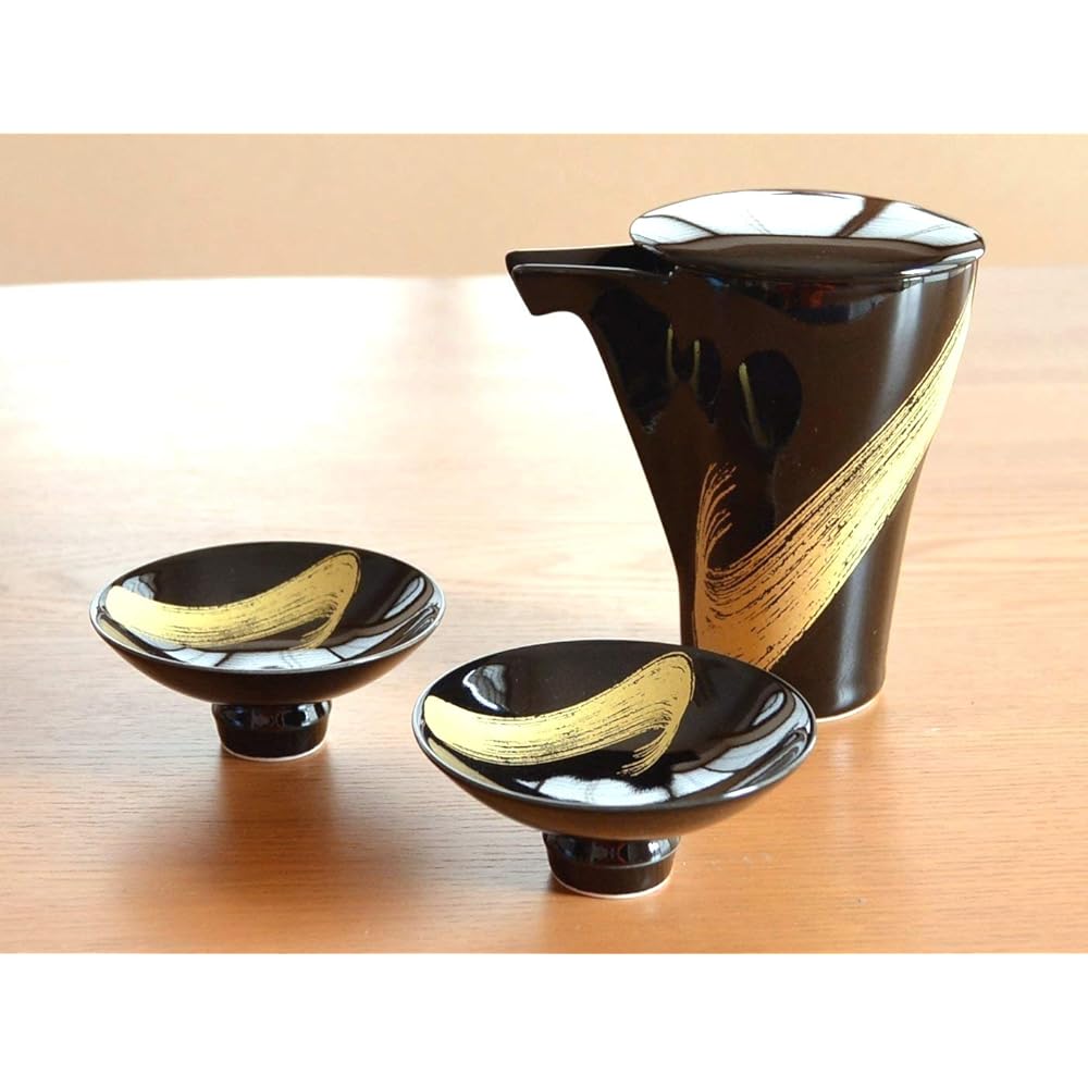 Liquor set, Tokkuri Ochoko set, Arita ware, 1 sake bottle, 2 flat cups set, Moonlight, Ceramic, Made in Japan