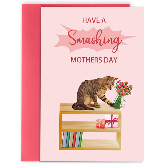 Asmallgf Cute Mother's Day Card from Cat Best Cat Mom Mother's Day Gift for Cat Loving Owners with Smashing Mother's Day Card