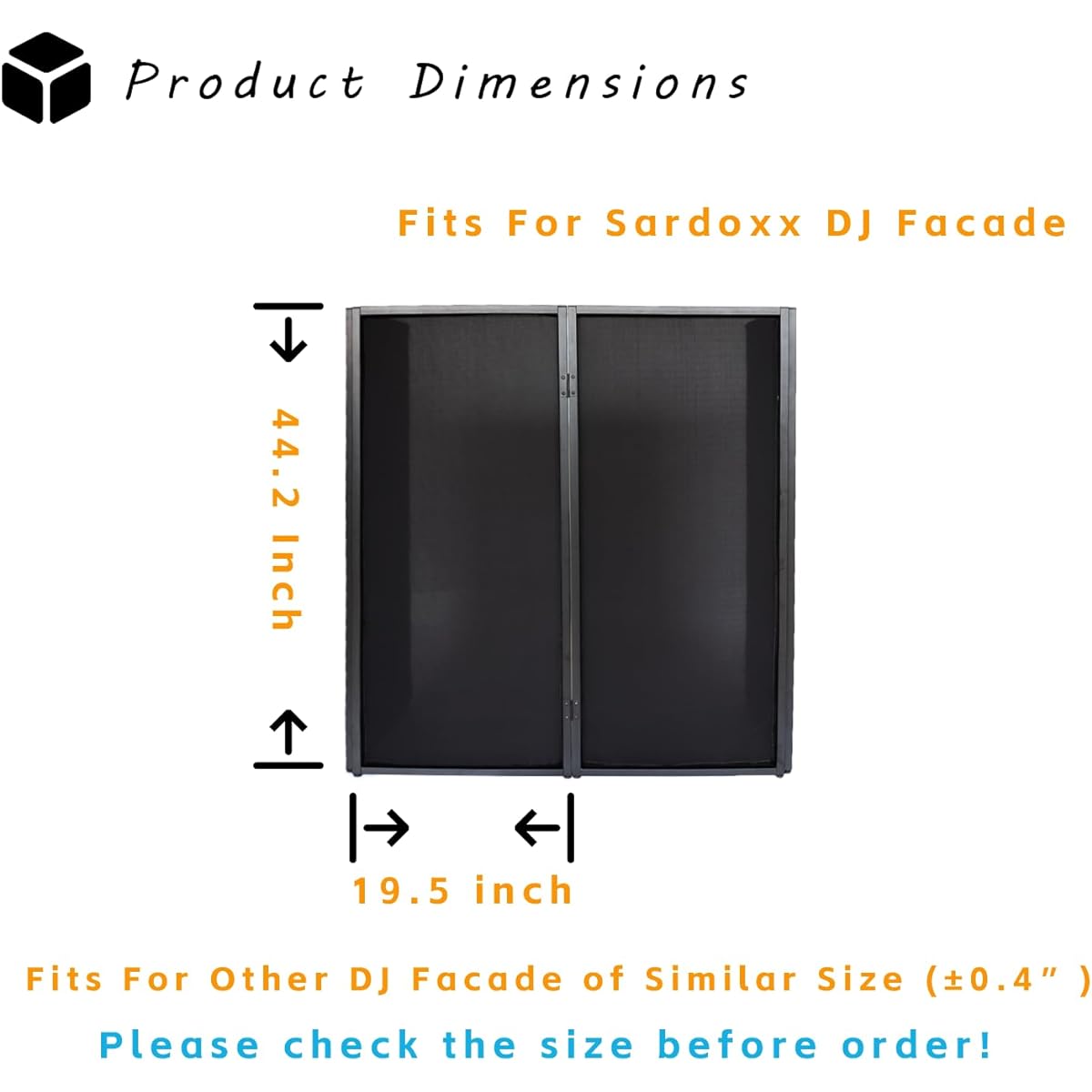 Sardoxx Black DJ Facade Scrim DJ Booth Scrim 19.5" x 44" with Small Bag