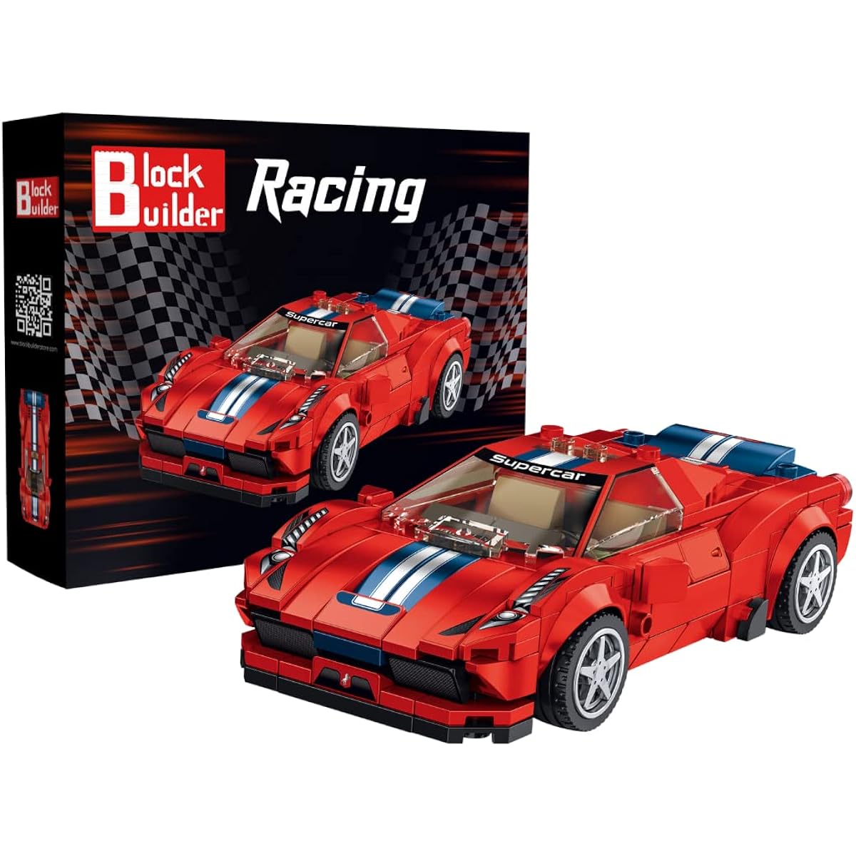 Block Builder Ferrari F8 Racing Car Building Block Set (306 Pieces) Racing Car Building Blocks for Kids and Adults