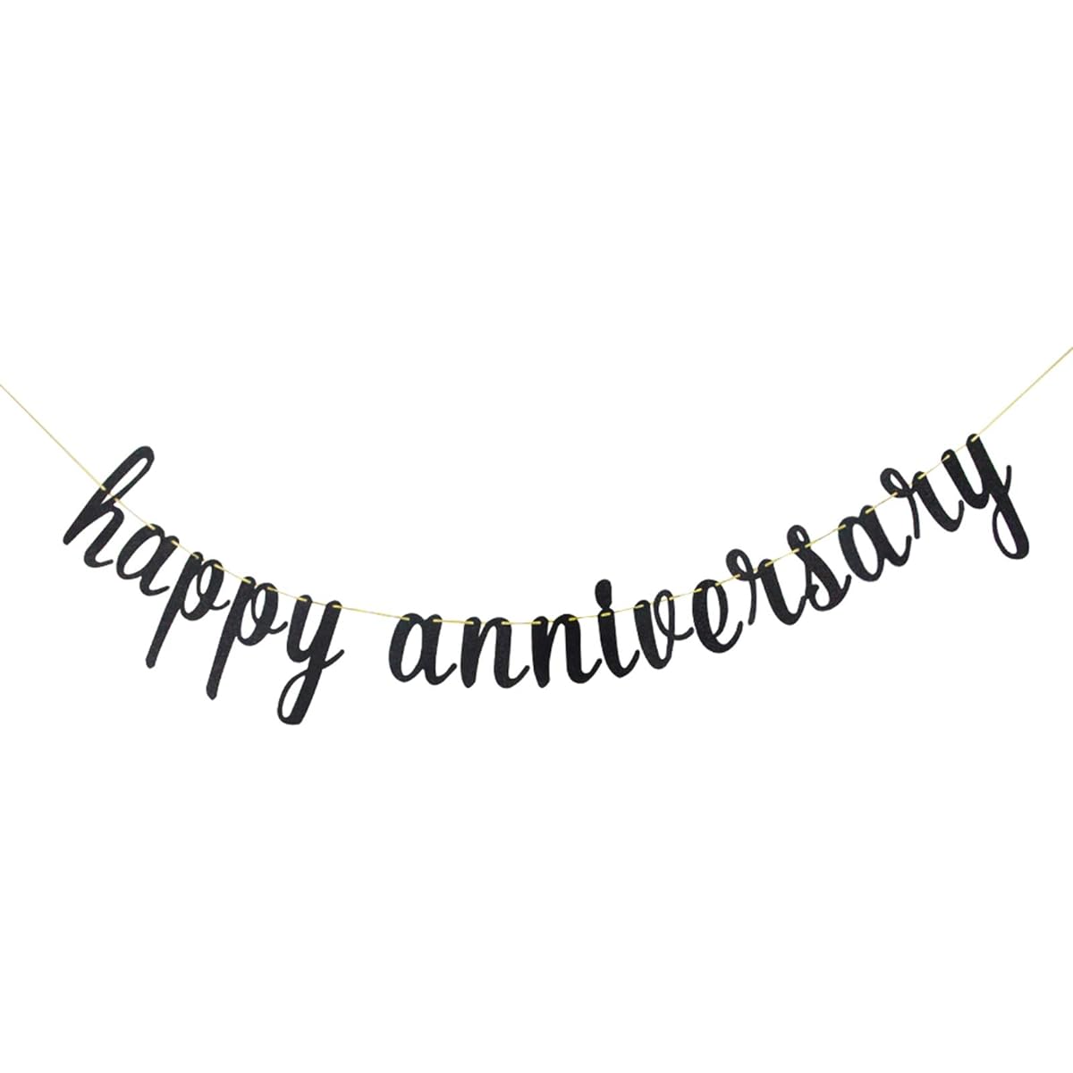 Birthday/Wedding Anniversary Banner Happy Birthday Banner Party Decoration Supplies (Black Glitter)