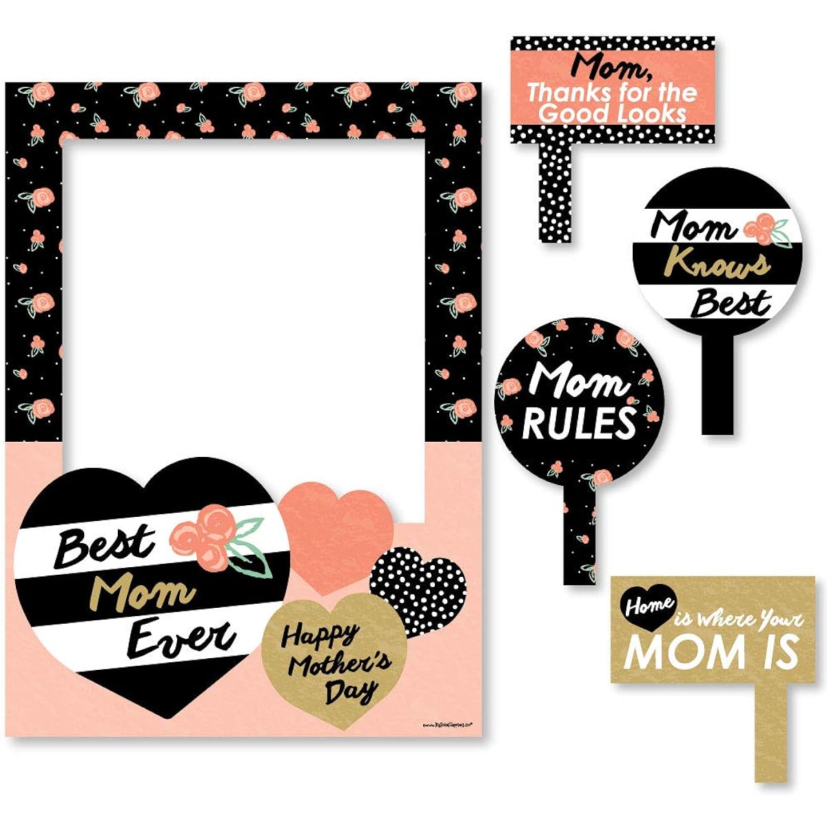 Big Dot of Happiness Best Mom Ever - Mother's Day Selfie Photo Booth Picture Frame & Props - Printed on durable material