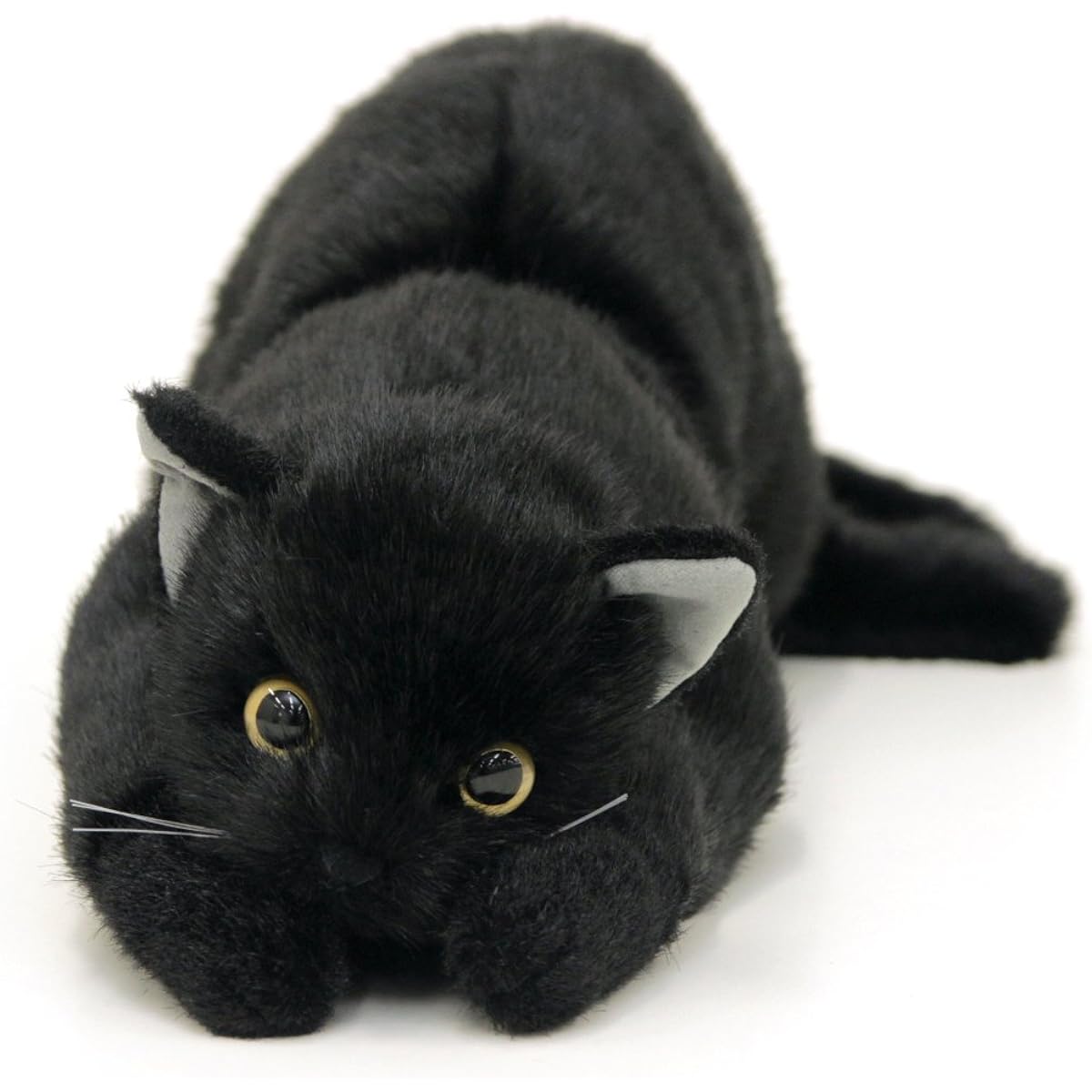 Real Series Made in Japan Realistic Cat Plush Toy 58cm (Black Cat L with Open Eyes)