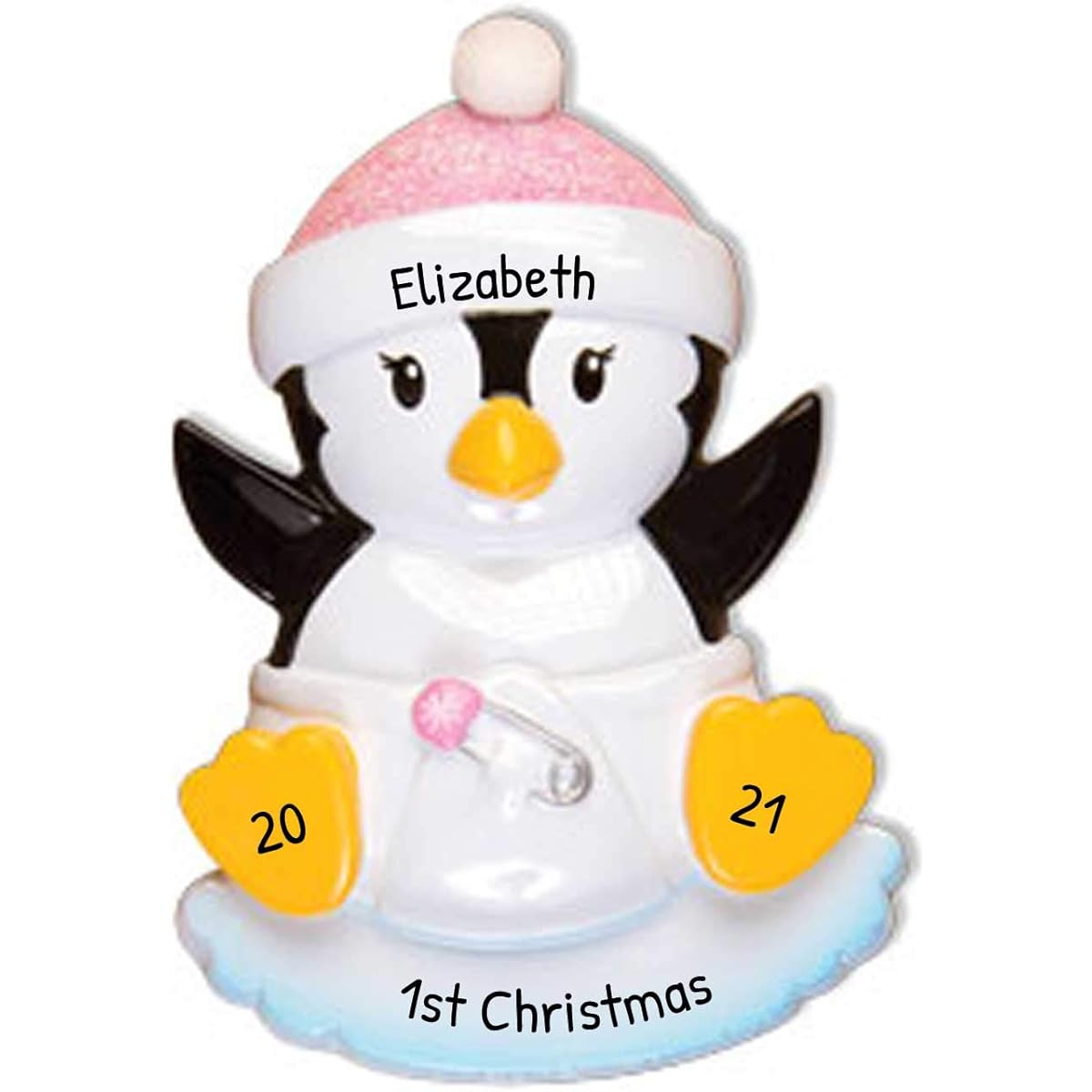 Personalized Baby First Christmas Ornament 2023 - My First Christmas Ornament - Baby Girl Penguin First Christmas Ornament Pink 1st Christmas Baby Ornament 2023 - Free Customization